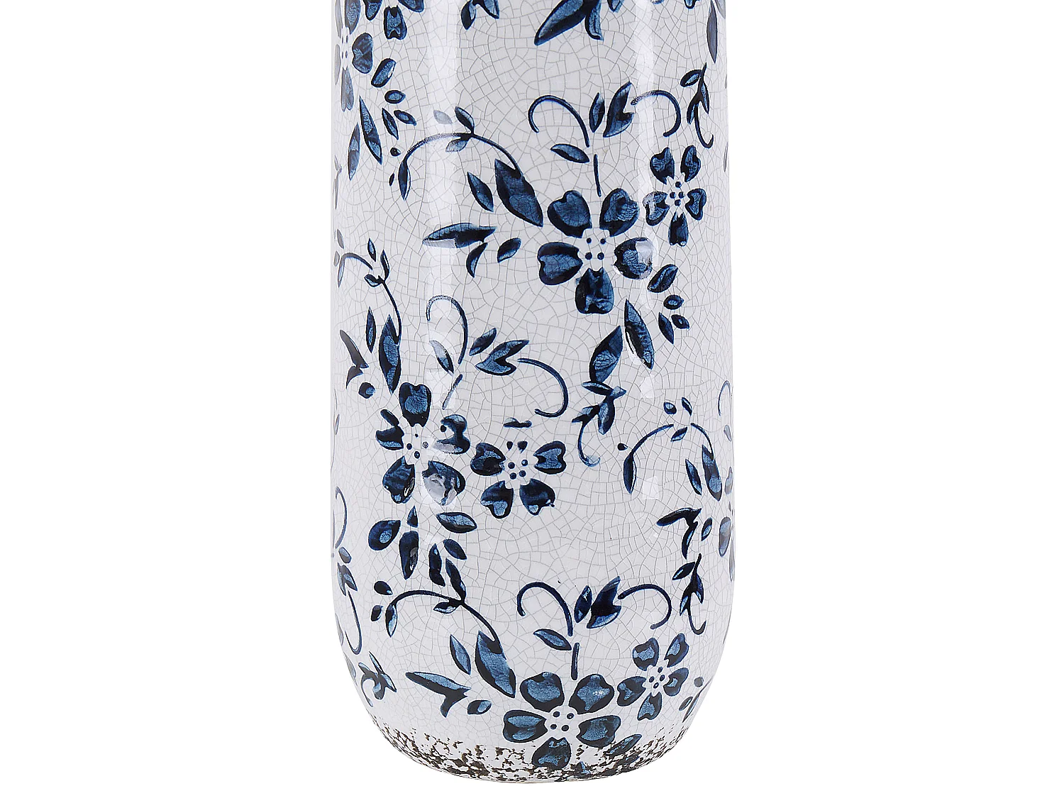 Blumenvase Steinzeug weiß 30 cm hoch mit blauem Blumenmotiv wasserdicht Mulai