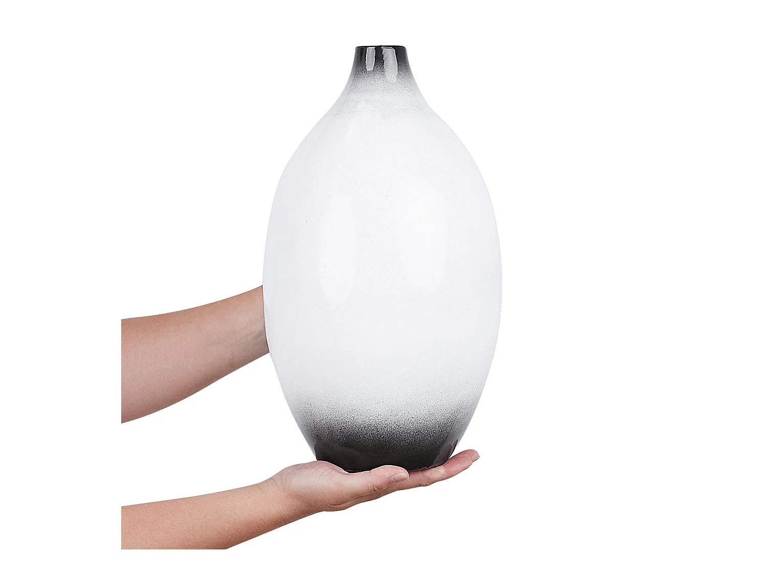 Formschöne Dekovase aus Terrakote 36 cm Schwarz / Weiß schattiert Baeza