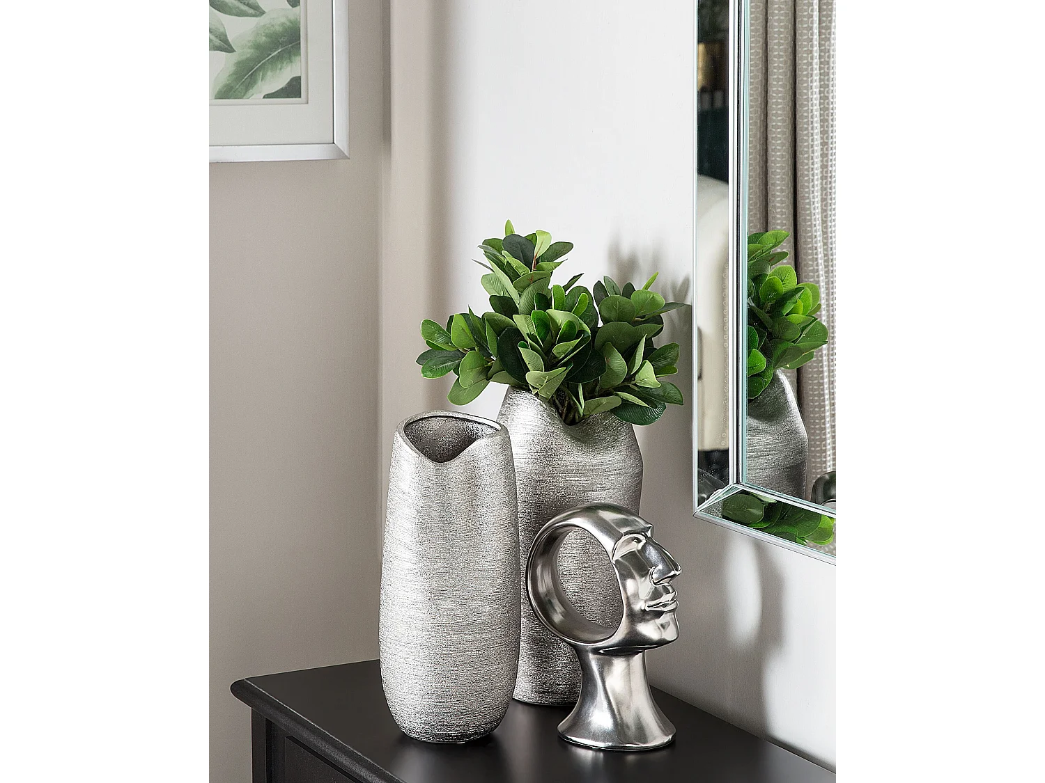 Vase décoratif APAMEA Grès 33 cm Argenté