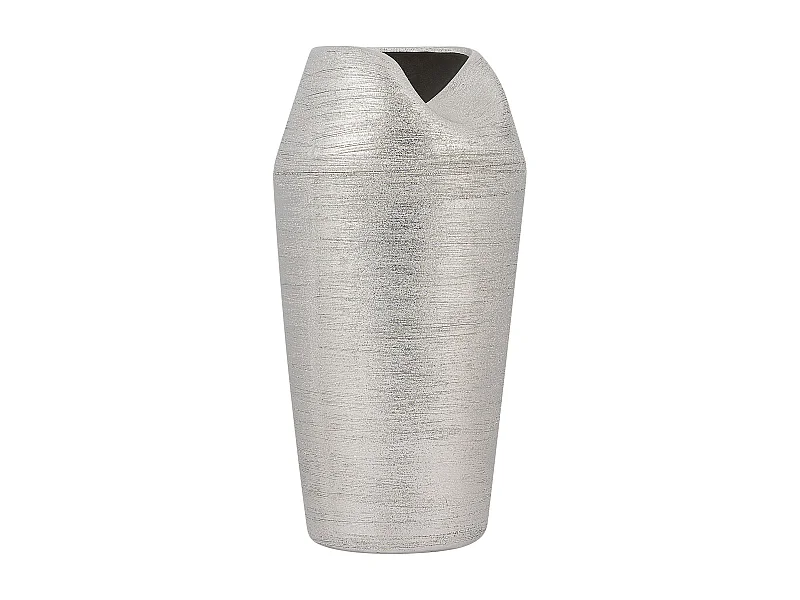 Vase mit breiter Öffnung Steinzeug silber 33 cm hoch schlank rund modern Apamea