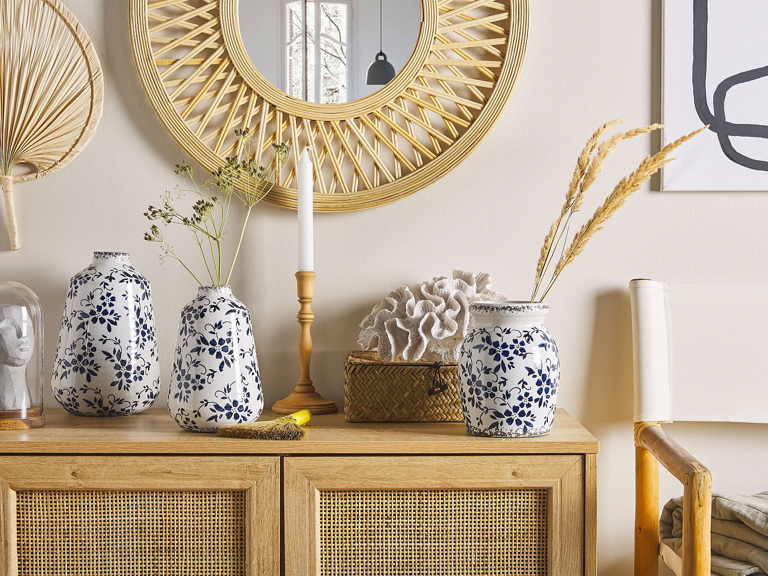 Vase à fleurs MARONEIA Grès 25 cm Blanc