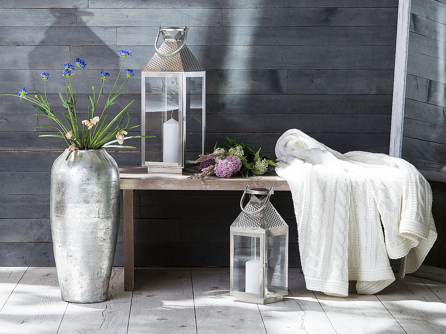 Vase décoratif LORCA Céramique 48 cm Argenté