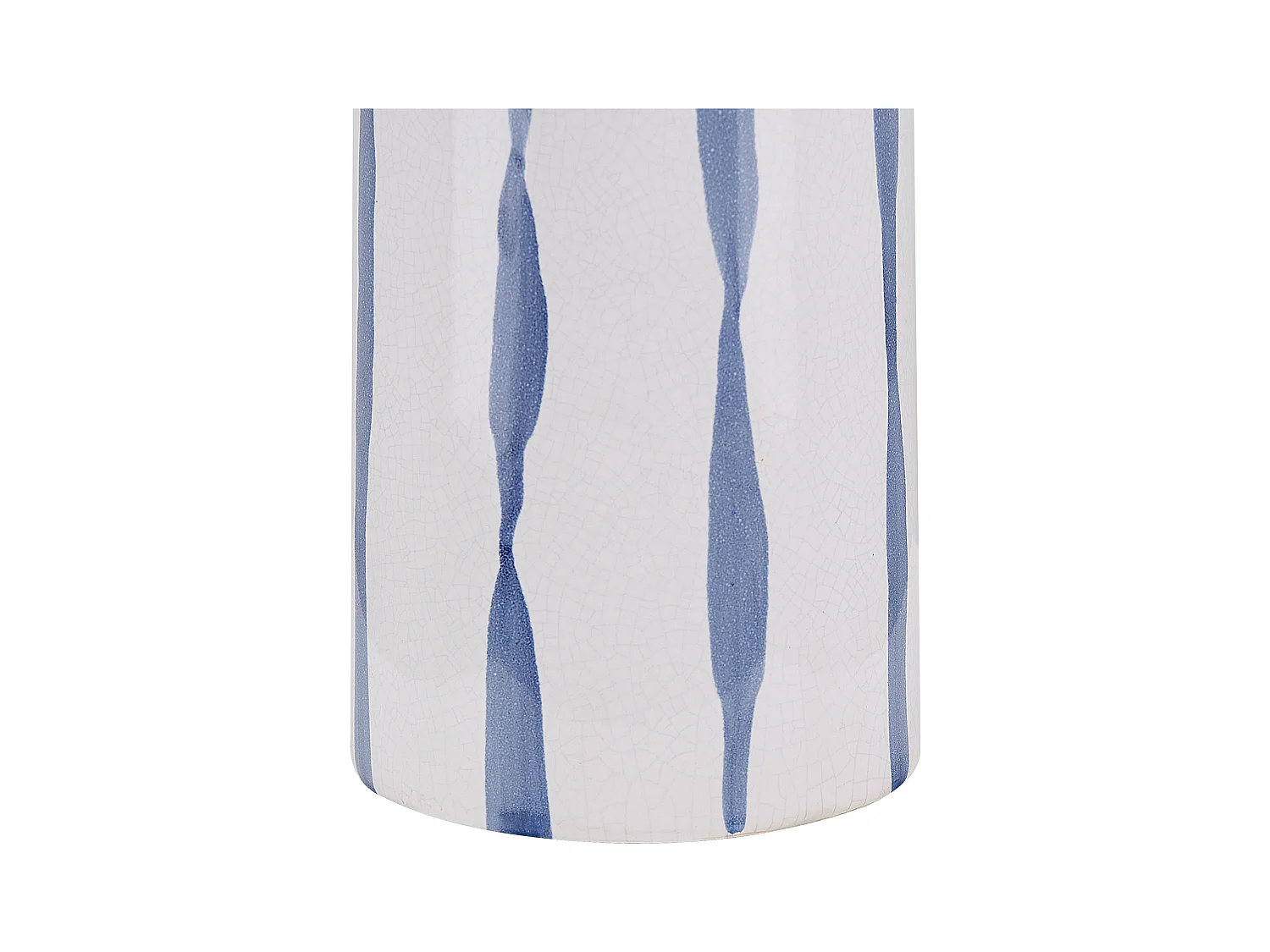 Blumenvase aus Steinzeug weiß mit Streifen blau Dekoration Retro Vintage Assus