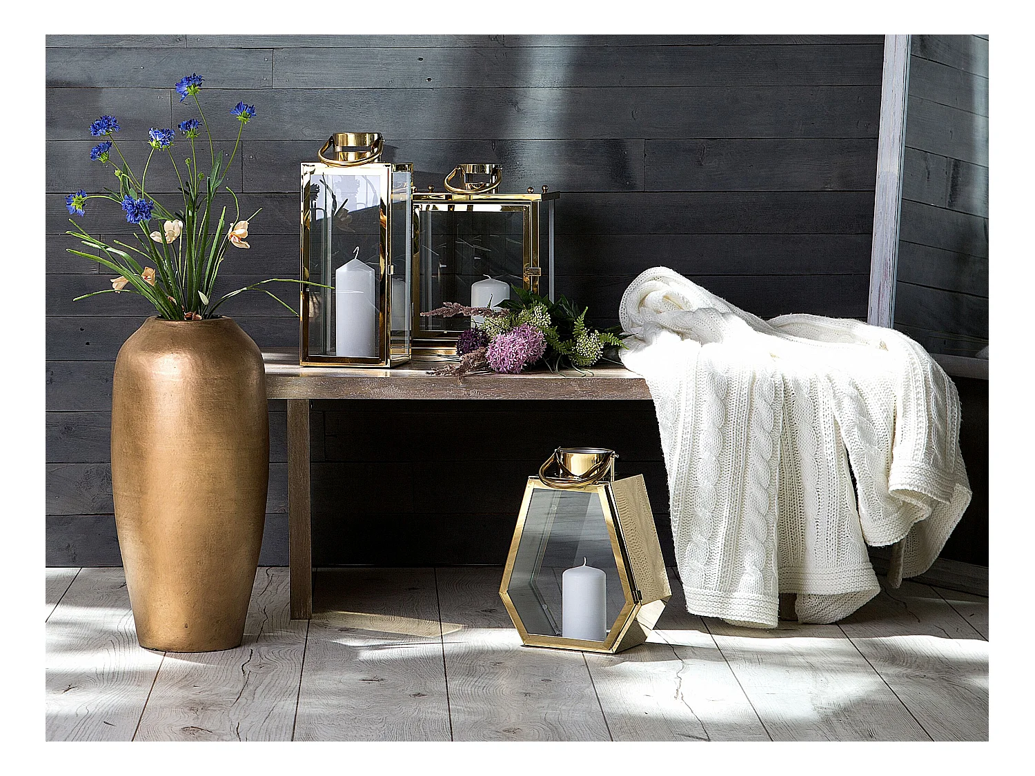 Dekovase LORCA Keramik 48 cm Gold