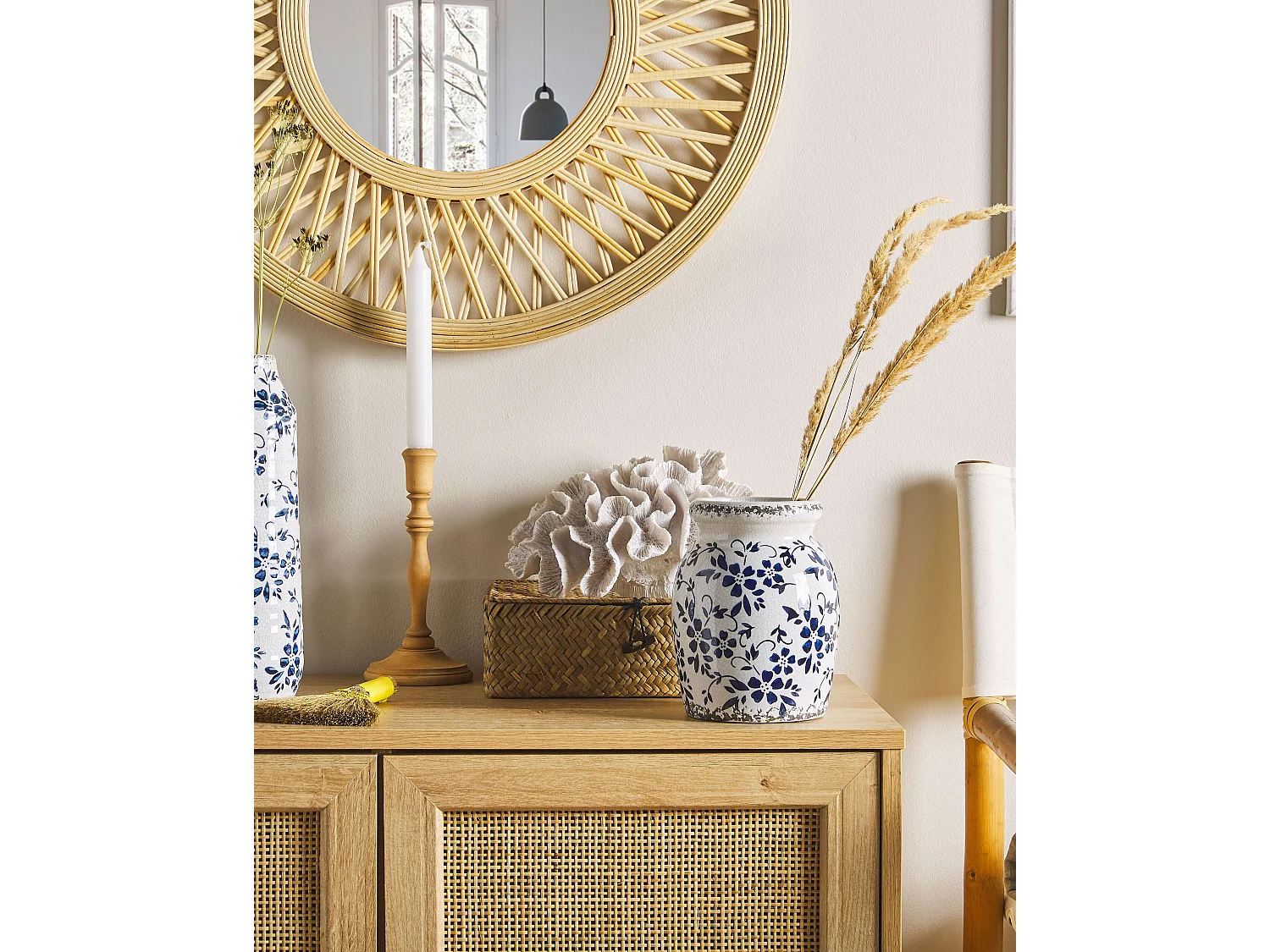 Jarro de flores AMIDA Grés 18 cm Branco