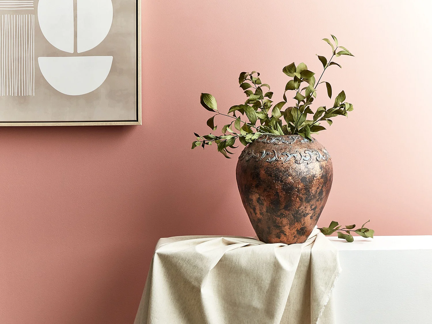 Dekovase NIDA Keramik 30 cm Kupfer