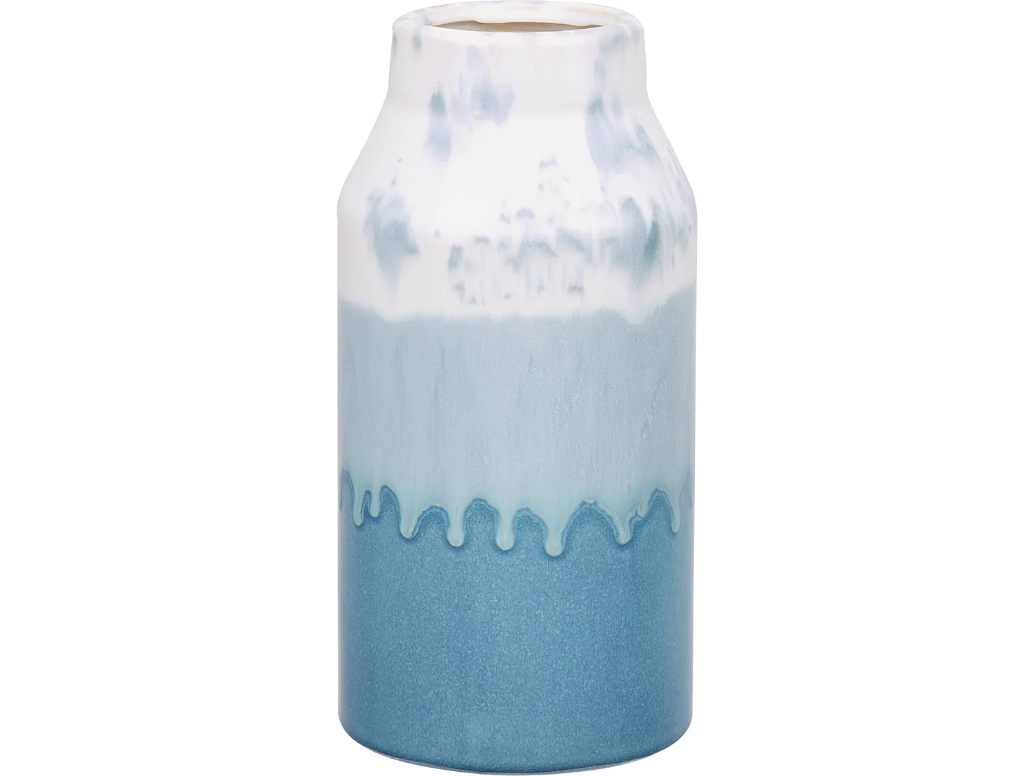 Grès Vase à fleurs 26 cm Bleu Blanc CHAMAIZI