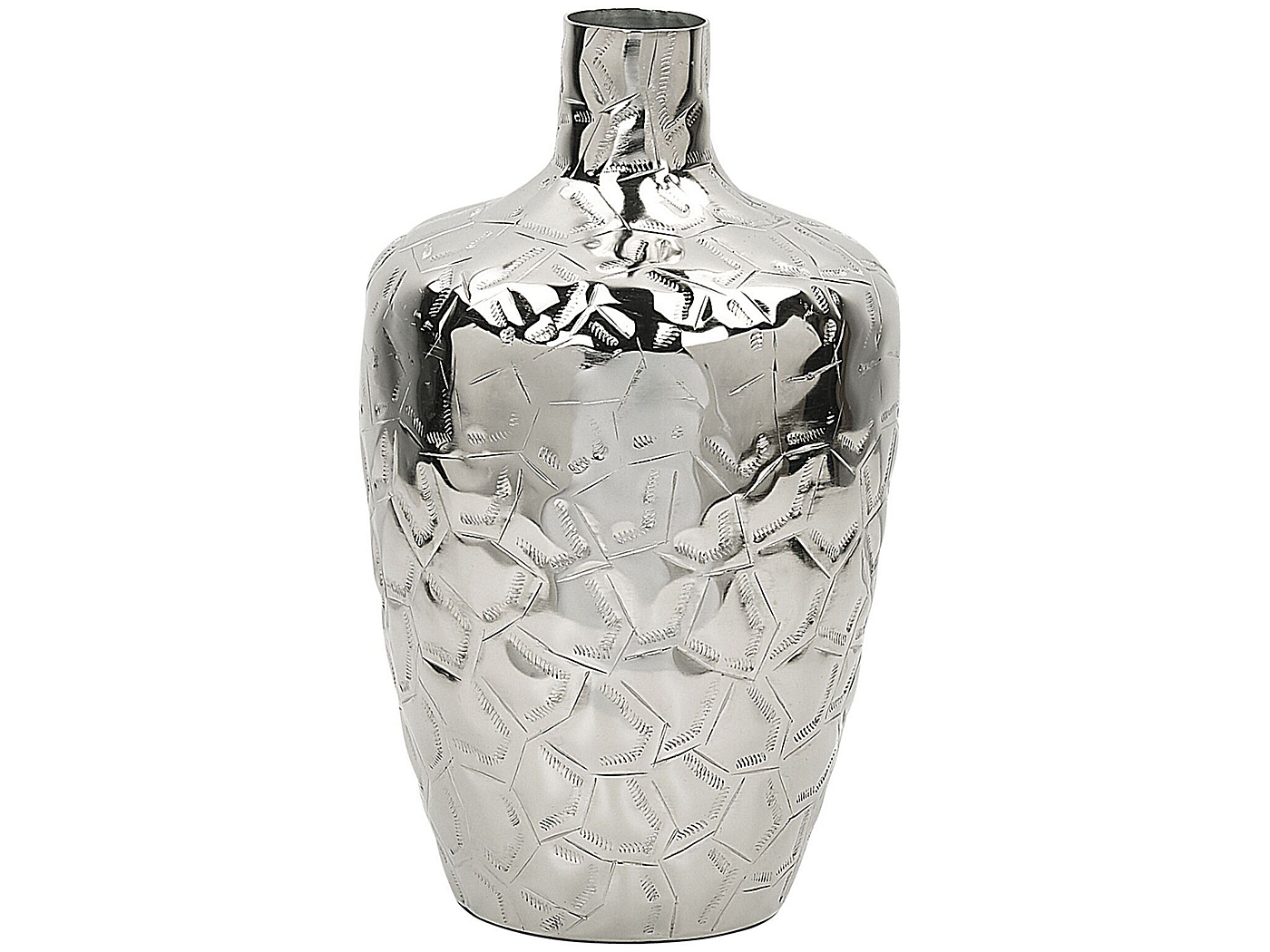 Vaso In Ceramica Argento 10x24 Cm, Moderno E Decorativo Con Finiture Opache E Lucide Per Fiori Secchi E Composizioni