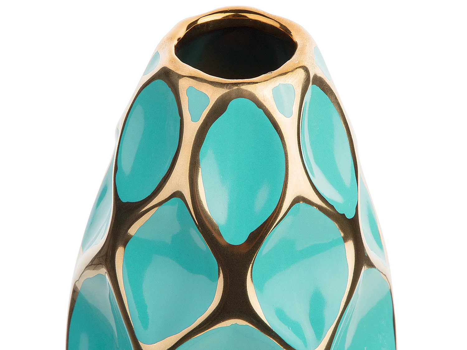 Blumenvase Keramik türkis / gold 36 cm AVILA