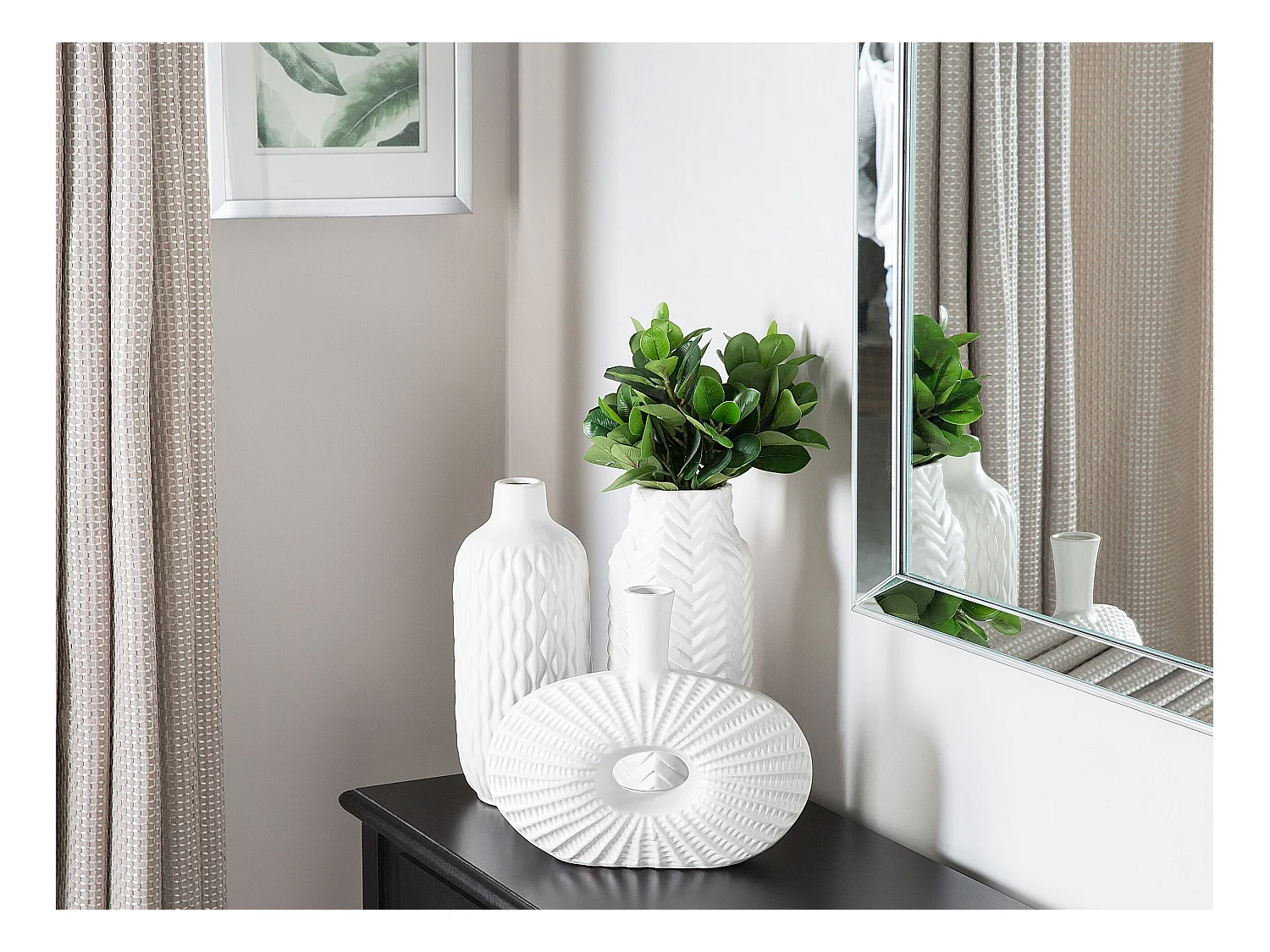 Vase décoratif XANTHOS Grès 32 cm Blanc