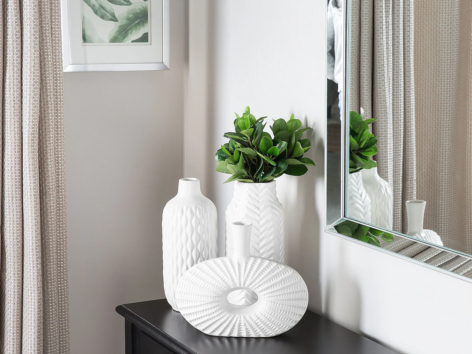 Vase décoratif XANTHOS Grès 32 cm Blanc