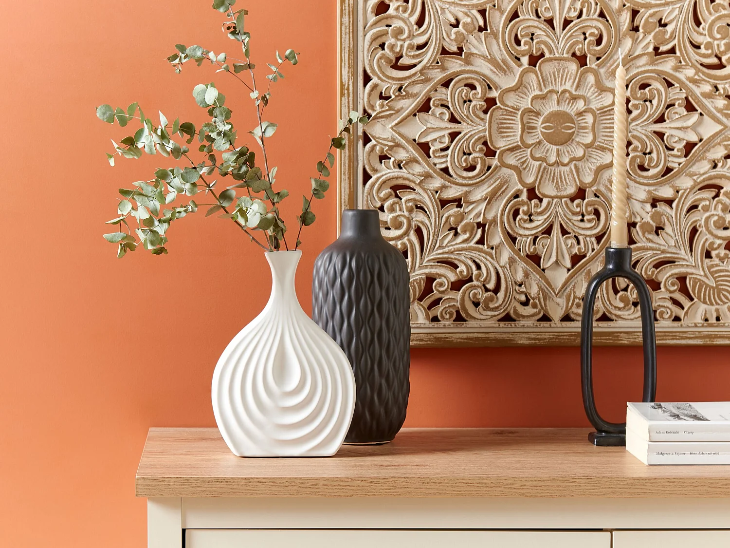 Vase décoratif THAPSUS Grès 25 cm Blanc