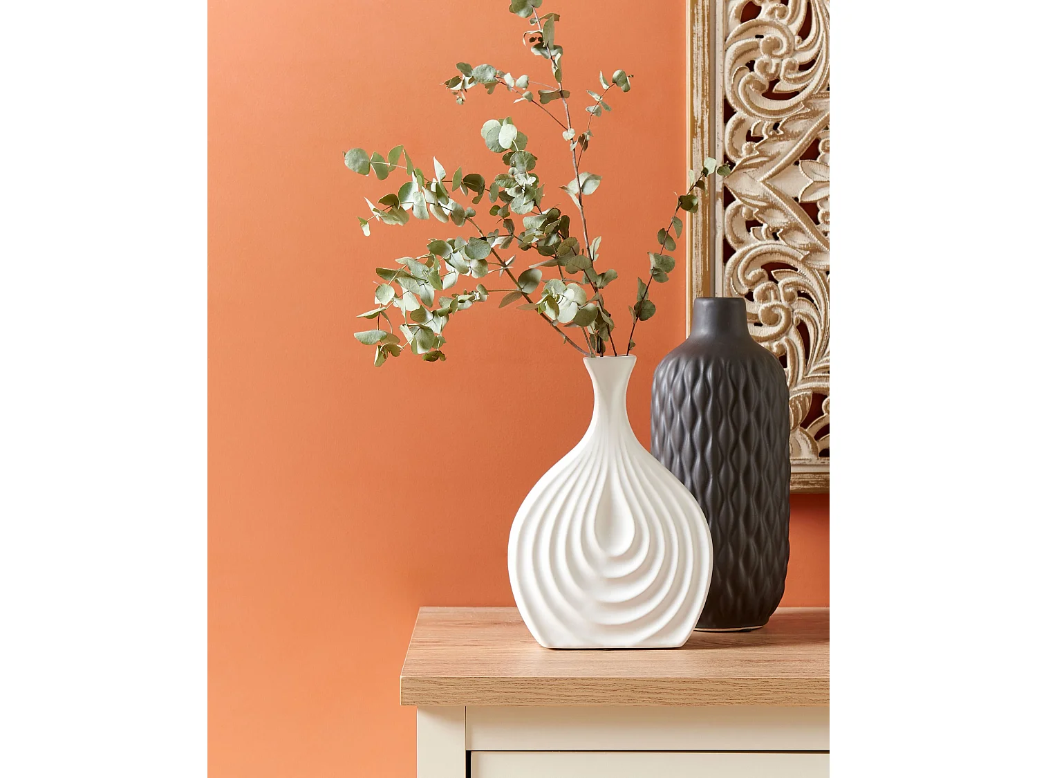Vase décoratif THAPSUS Grès 25 cm Blanc