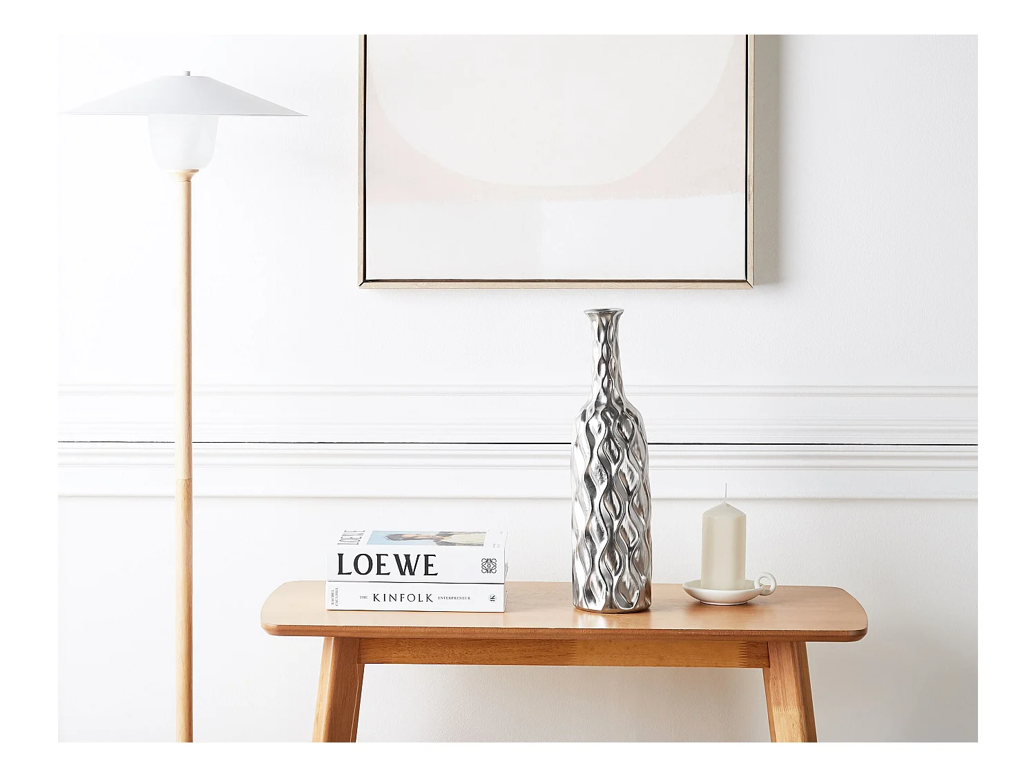 Vase décoratif BASSANIA Grès 45 cm Argenté