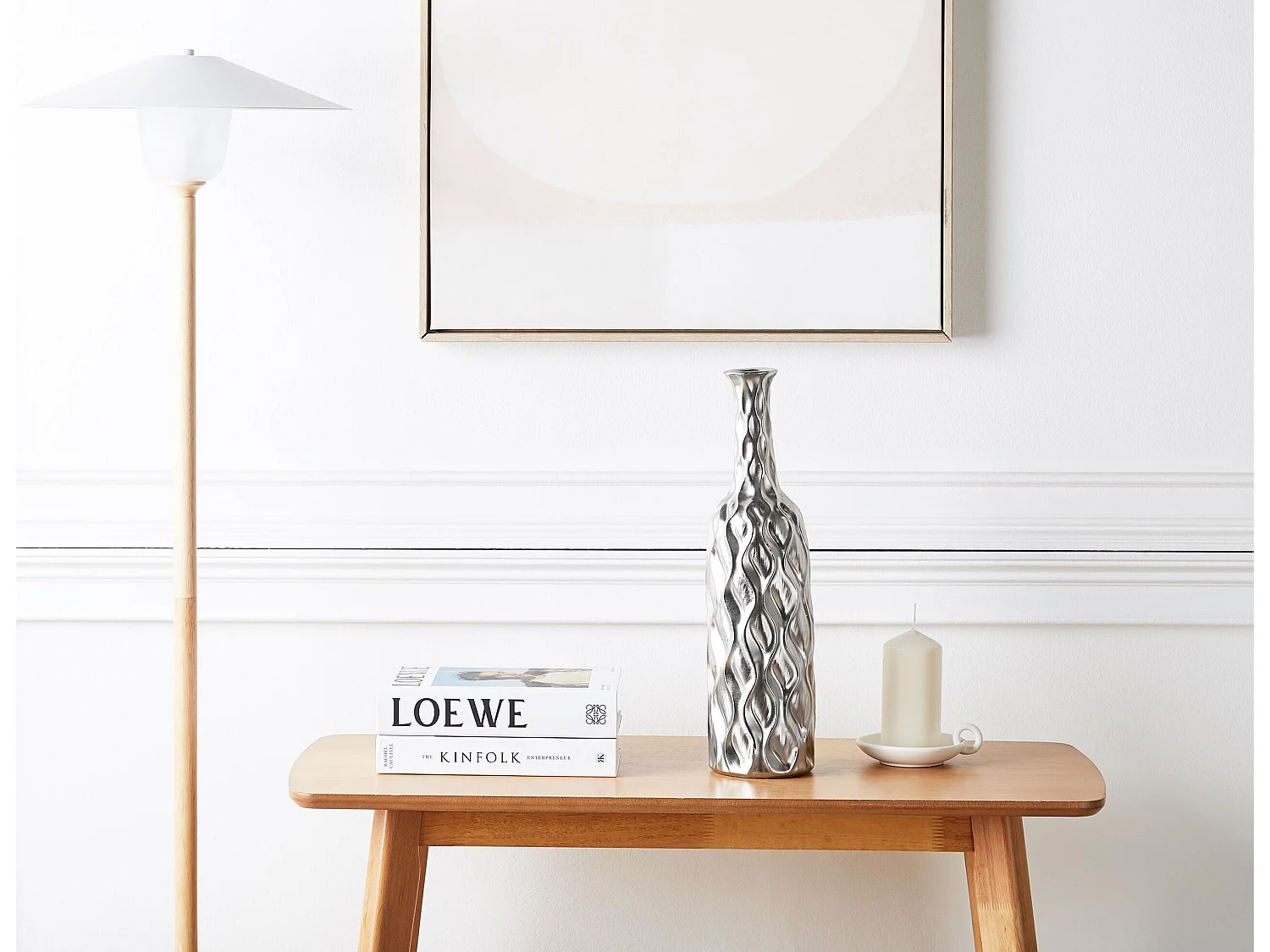 Vase décoratif BASSANIA Grès 45 cm Argenté