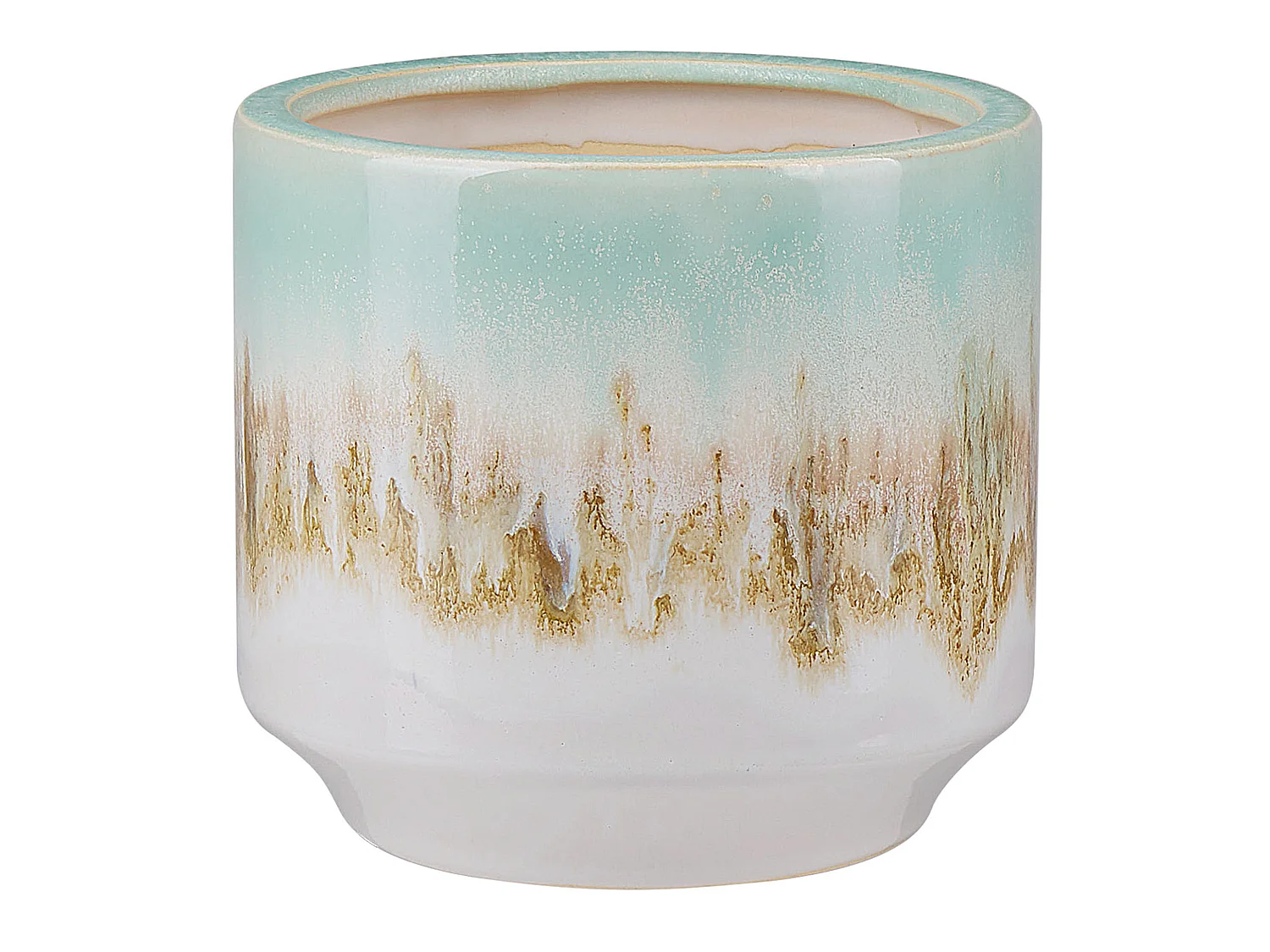 Blumenvase Steinzeug bunt weiß grün gold 15cm wasserdicht handgefertigt Cyme