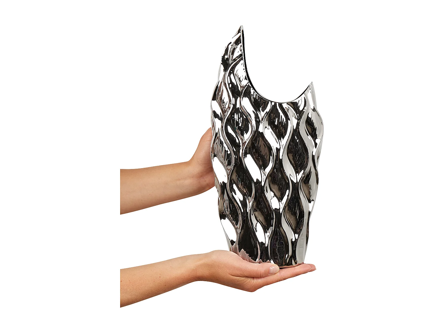 Raffinierte Vase mit Eleganz silbern Haluza