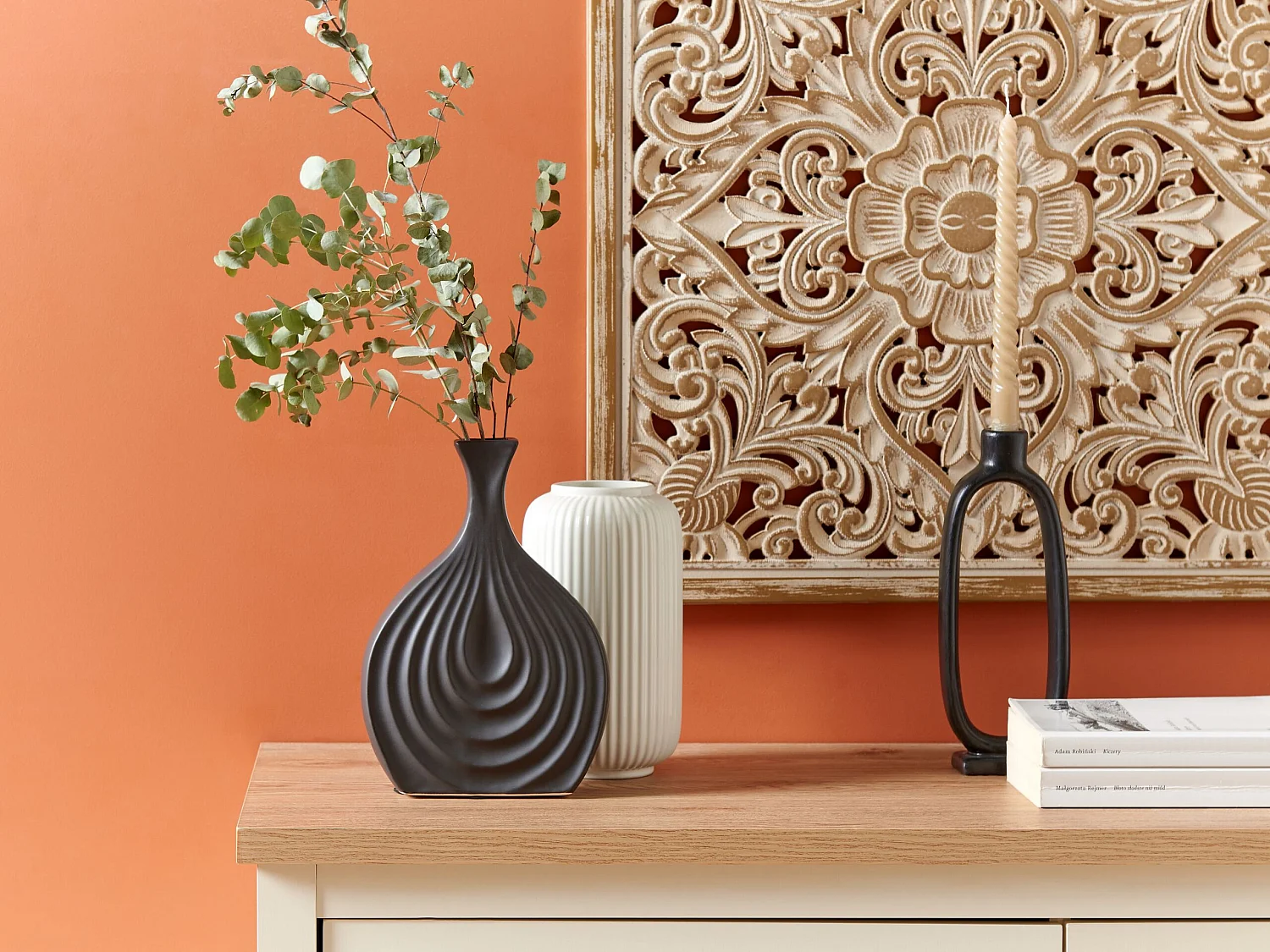 Vase décoratif THAPSUS Grès 25 cm Noir