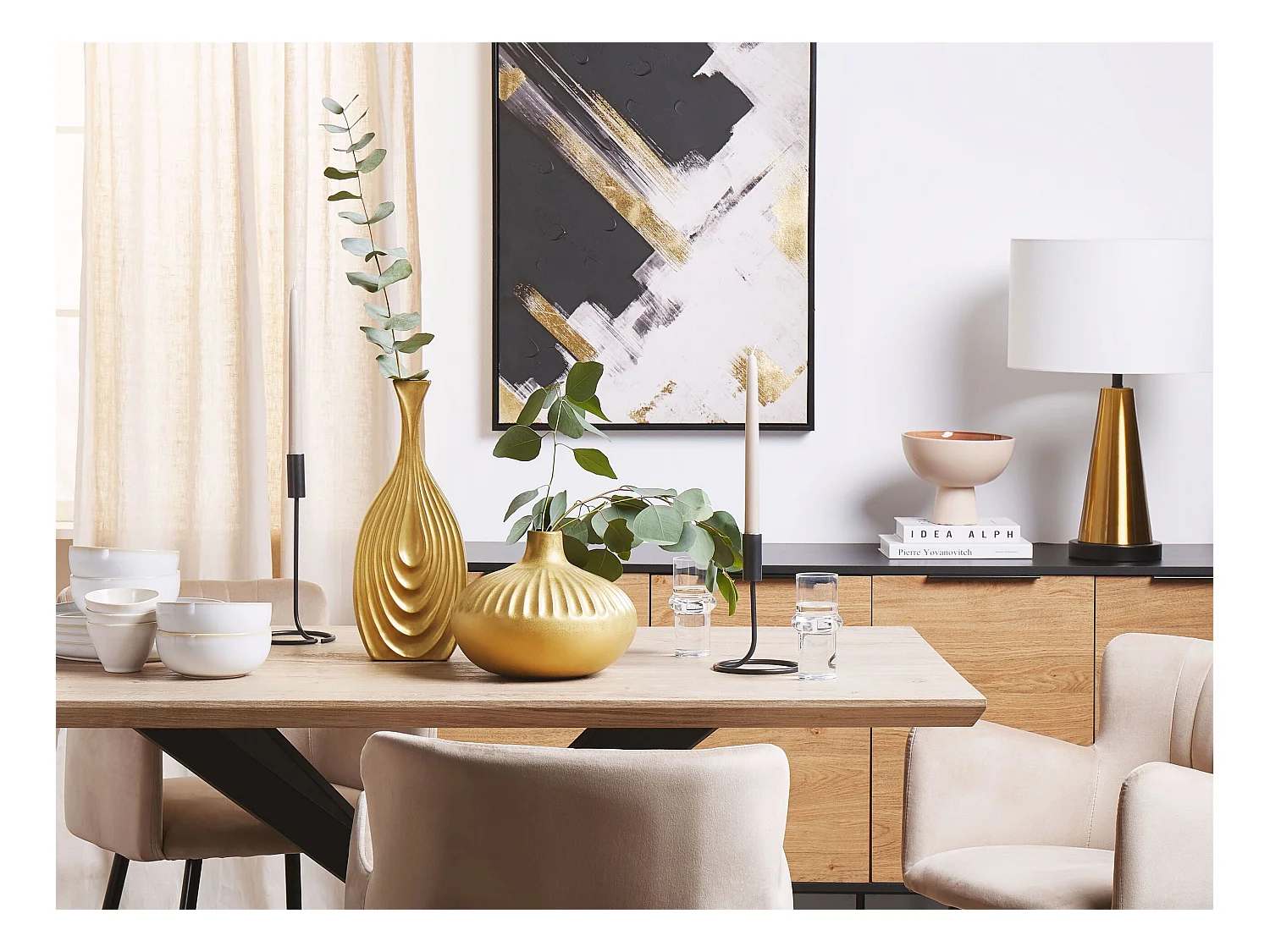 Jarro decorativo CERCEI Grés 20 cm Dourado