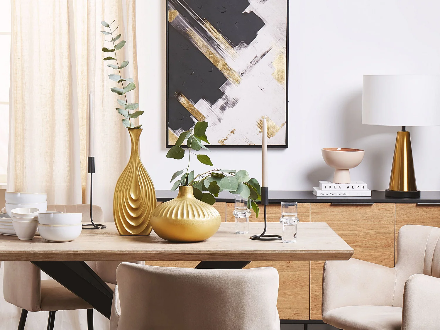 Vase décoratif CERCEI Grès 20 cm Doré