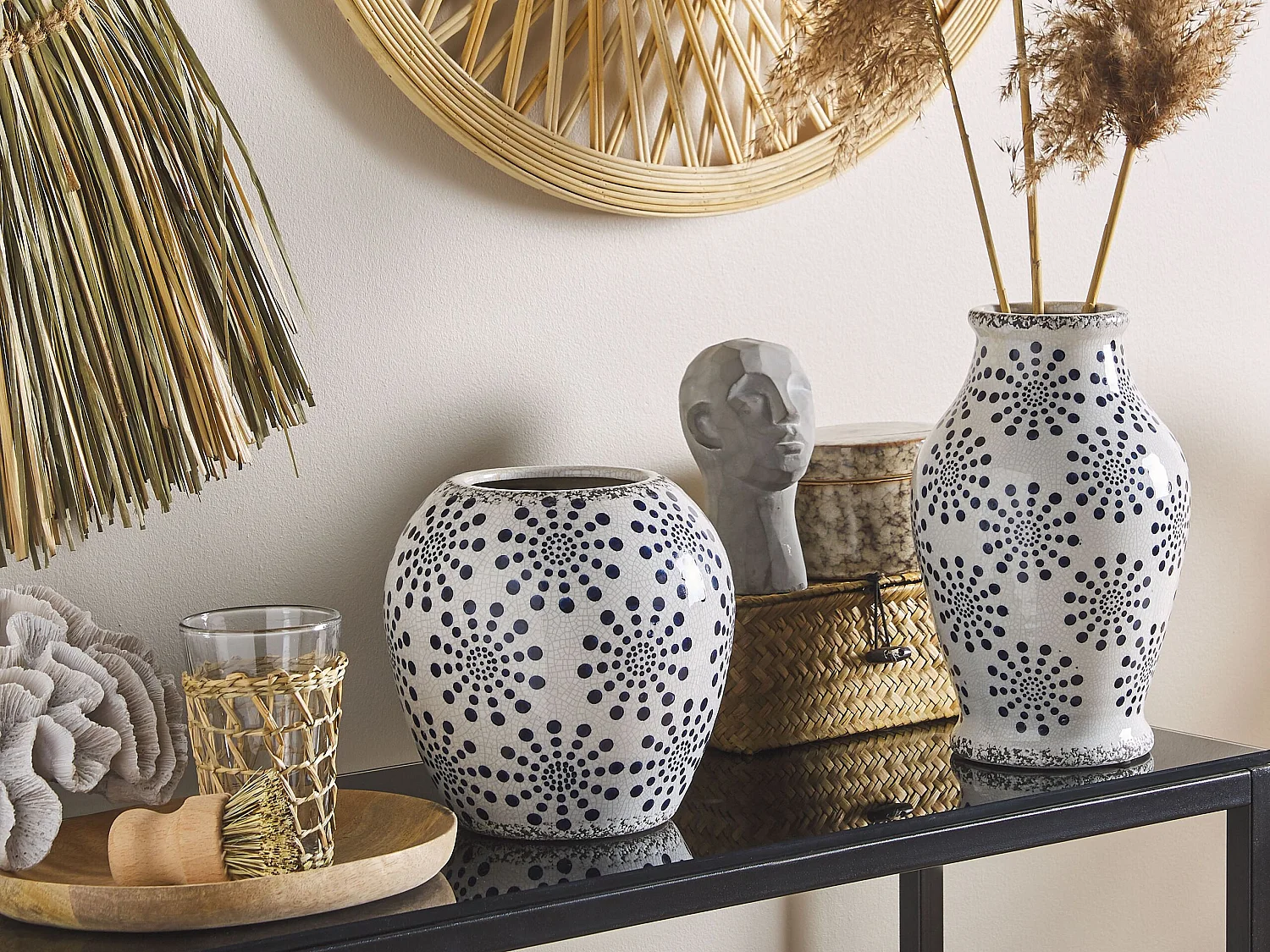 Vase à fleurs MILETOS Grès 19 cm Blanc