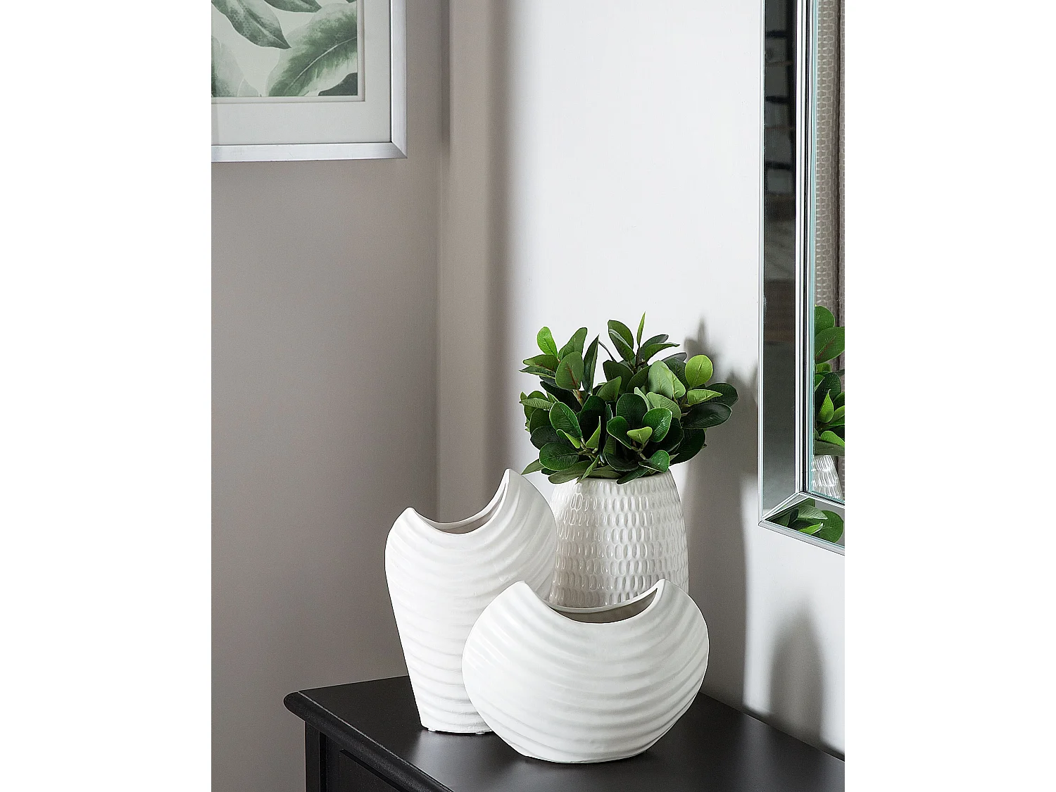 Vase décoratif LINZI Grès 25 cm Blanc