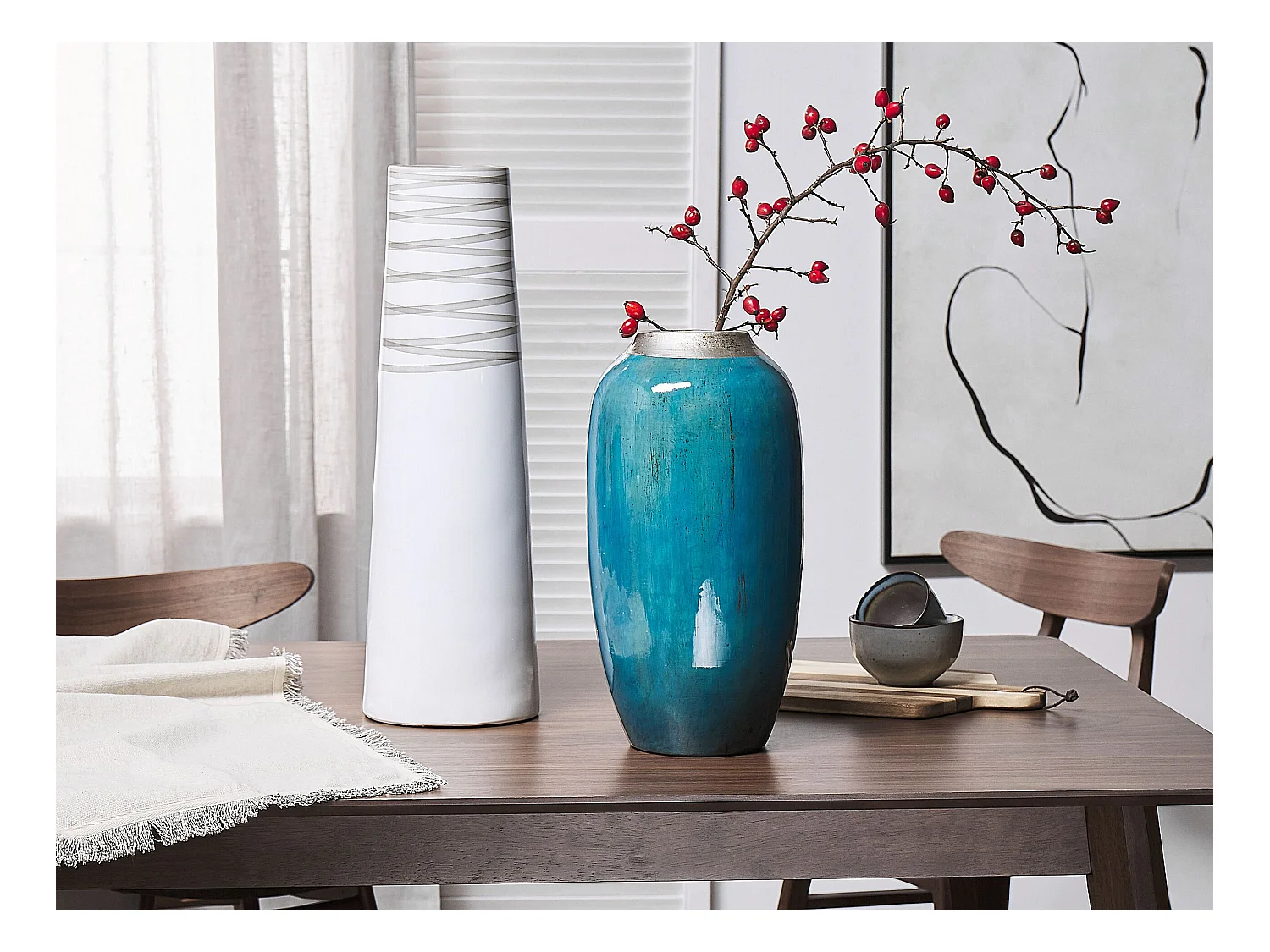 Vase décoratif TARRAGONA Céramique 57 cm Blanc