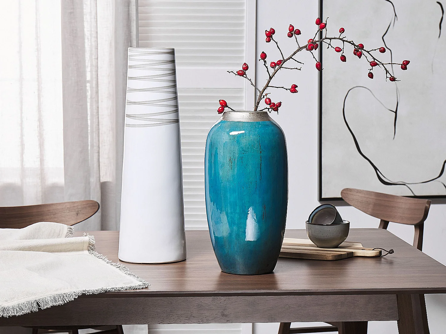 Vase décoratif TARRAGONA Céramique 57 cm Blanc