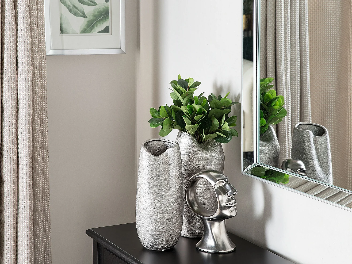 Vase décoratif DERBE Grès 32 cm Argenté