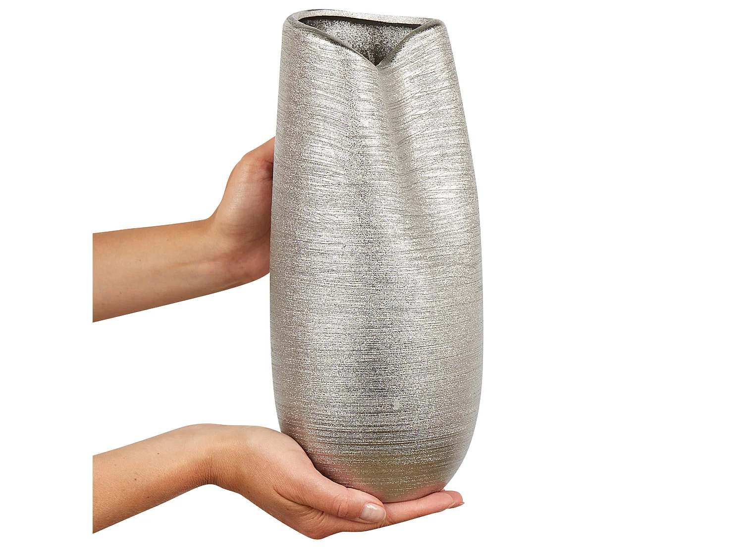 Dekovase DERBE Steinzeug 32 cm Silber