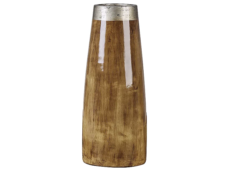 Moderne Vase aus Terrakotte 50 cm in dunklem Holzfarbton Cyrene