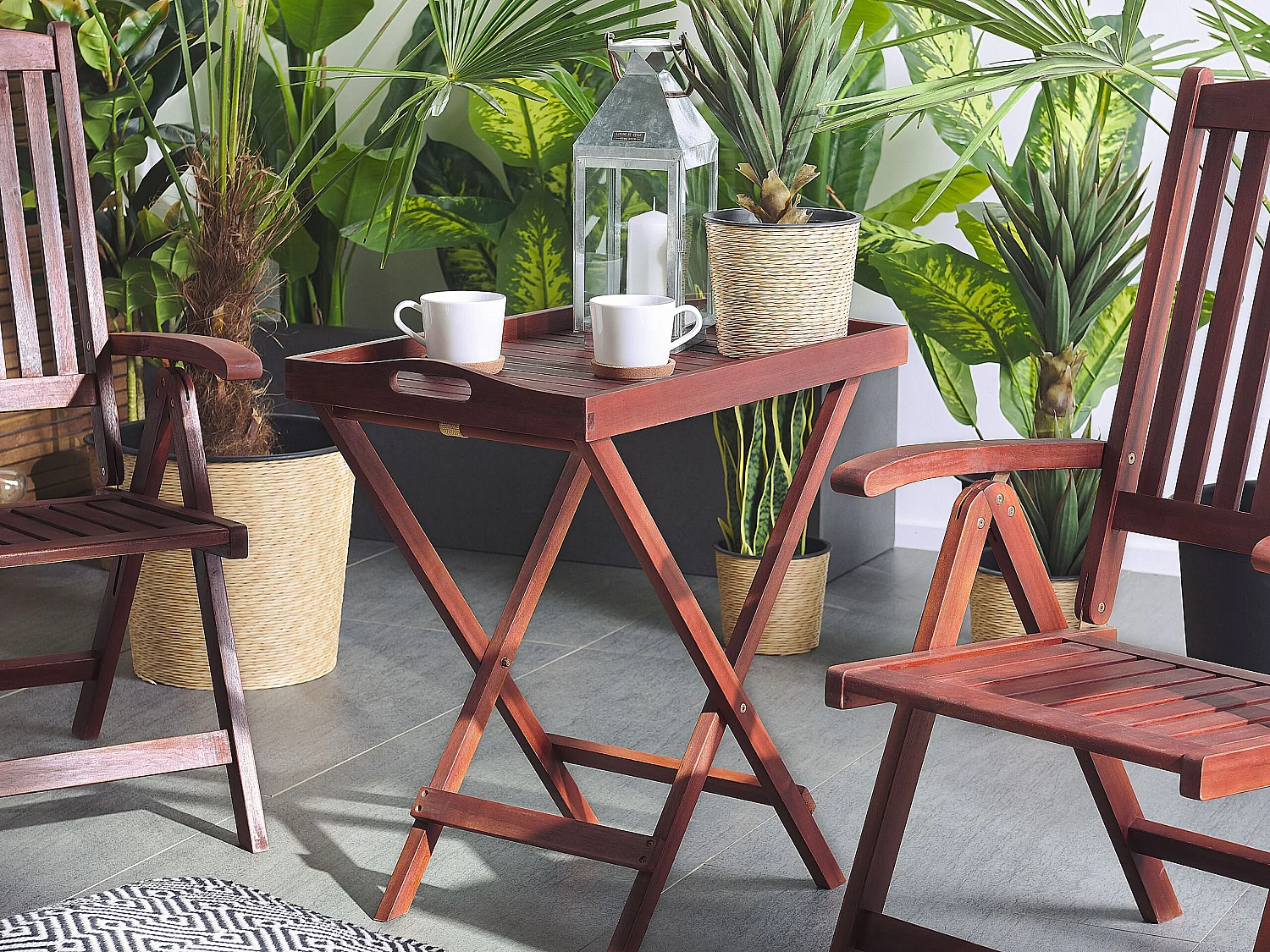 Outdoor Beistelltisch TOSCANA Akazienholz Dunkelbraun