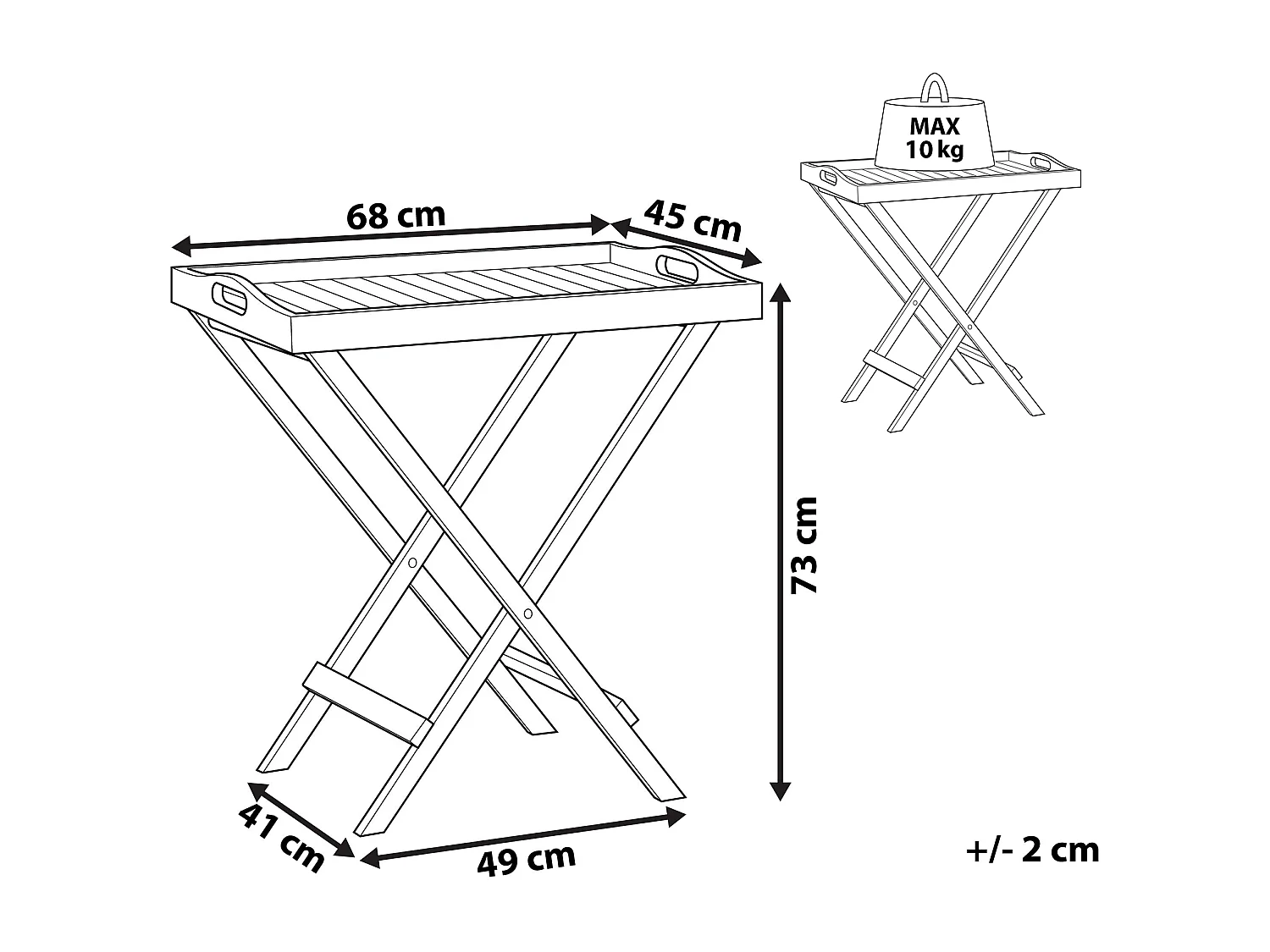 Mesa de apoio de jardim JAVA Madeira de acácia Castanho claro Dobrável
