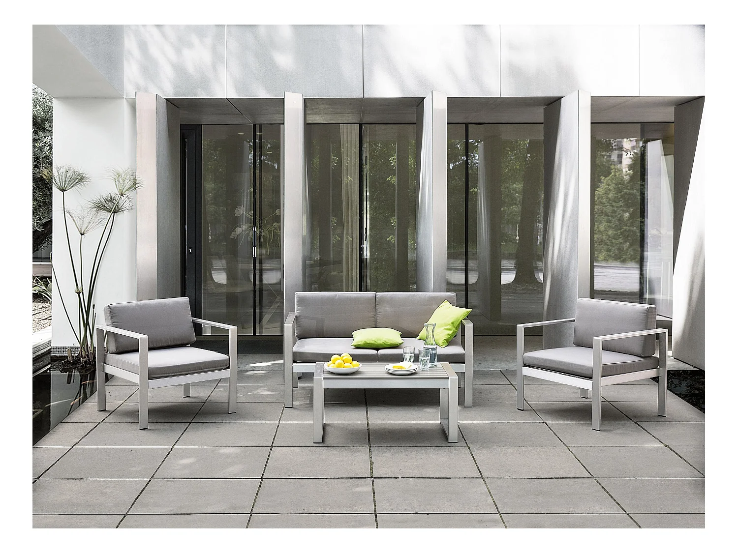 Table basse de jardin SALERNO Métal Gris clair