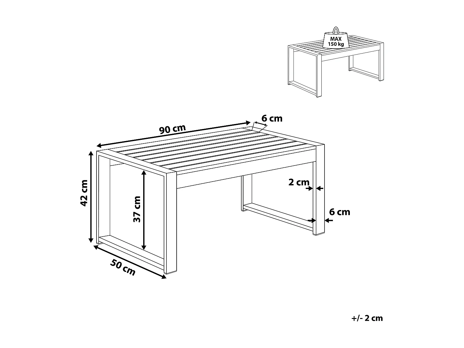 Praktischer Couchtisch Aluminium 90 x 50 cm Dunkelgrau Salerno