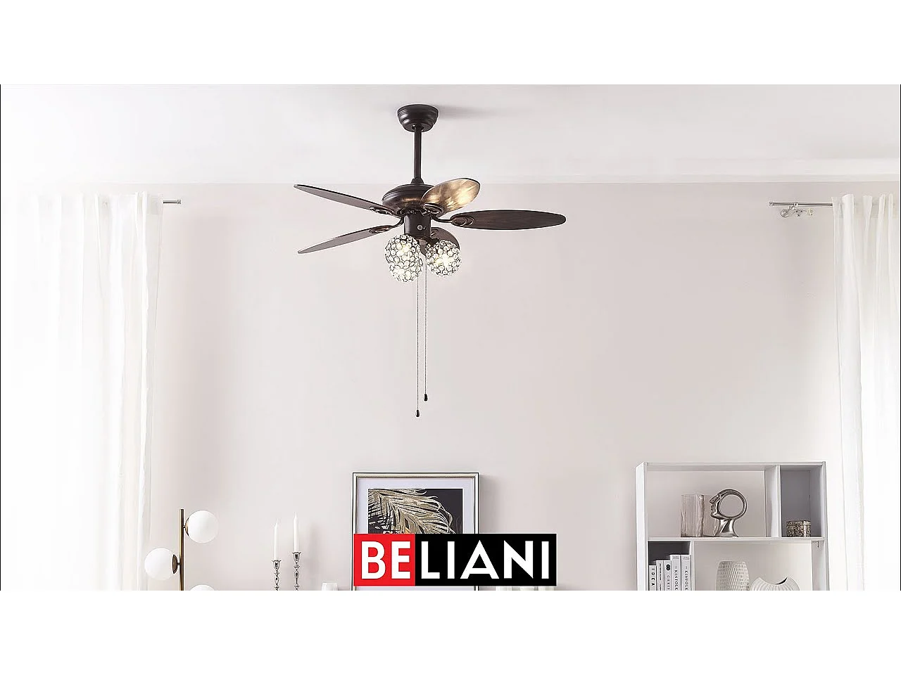 Ventilateur de plafond avec lampe HEILONG Marron