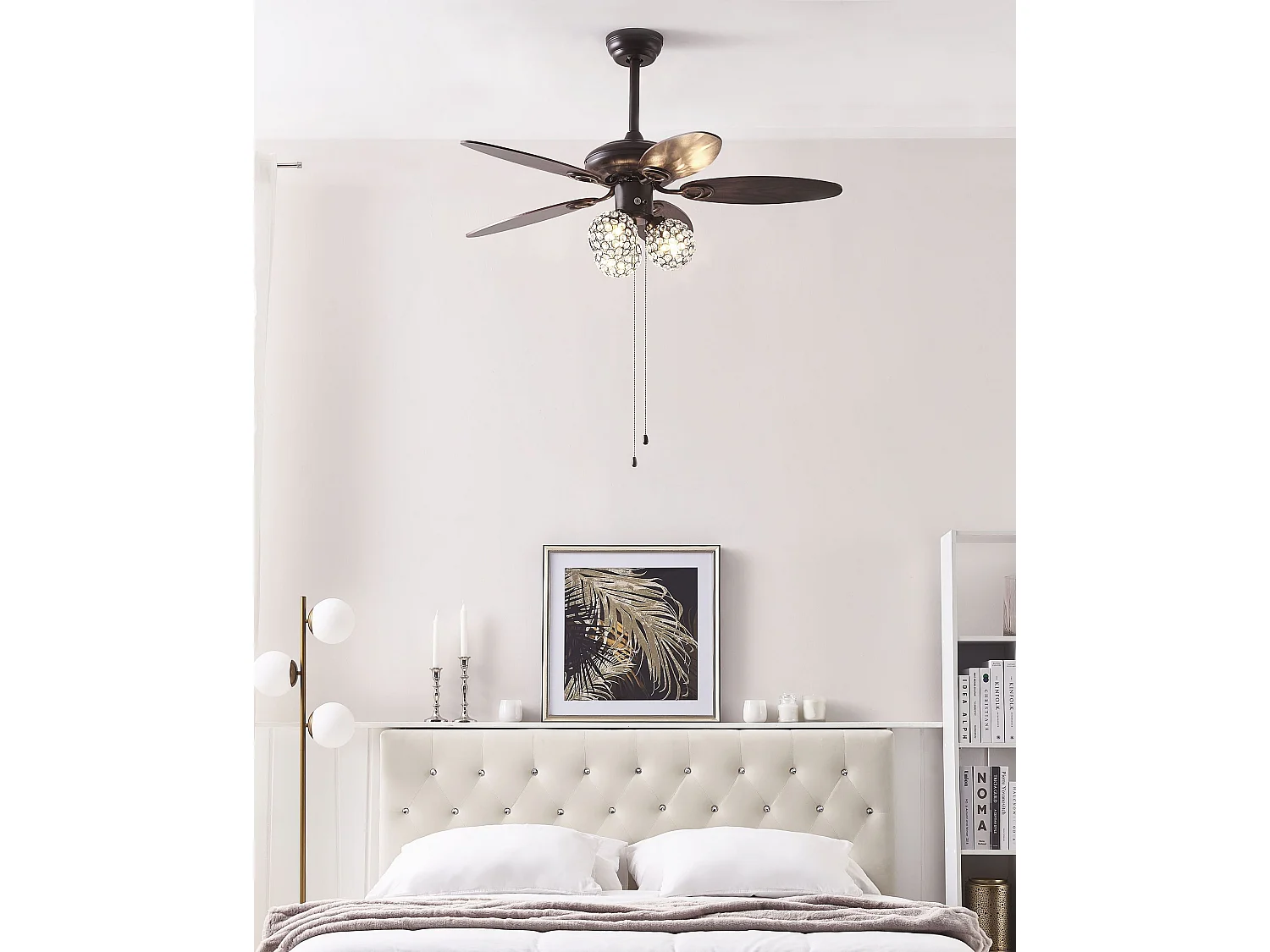 Ventilateur de plafond avec lampe HEILONG Marron