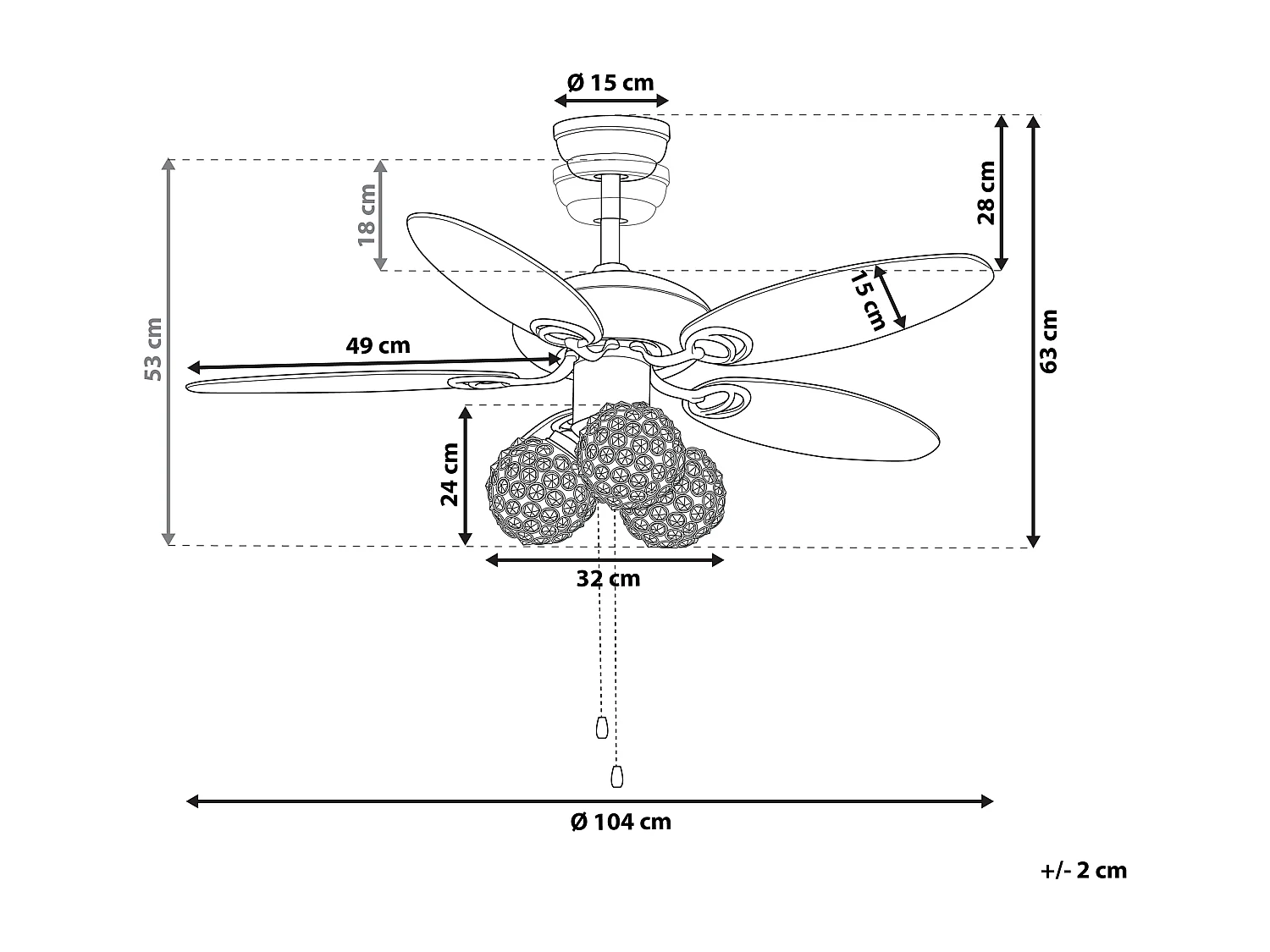 Ventilateur de plafond avec lampe HEILONG Marron