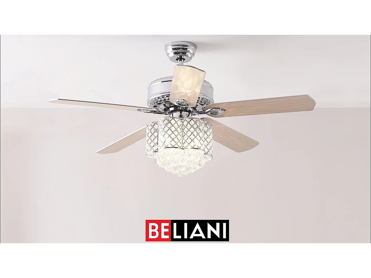 Ventilateur de plafond avec lampe HUAI Avec télécommande Argenté
