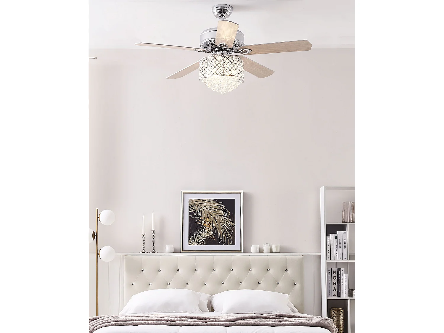 Ventilateur de plafond avec lampe HUAI Avec télécommande Argenté