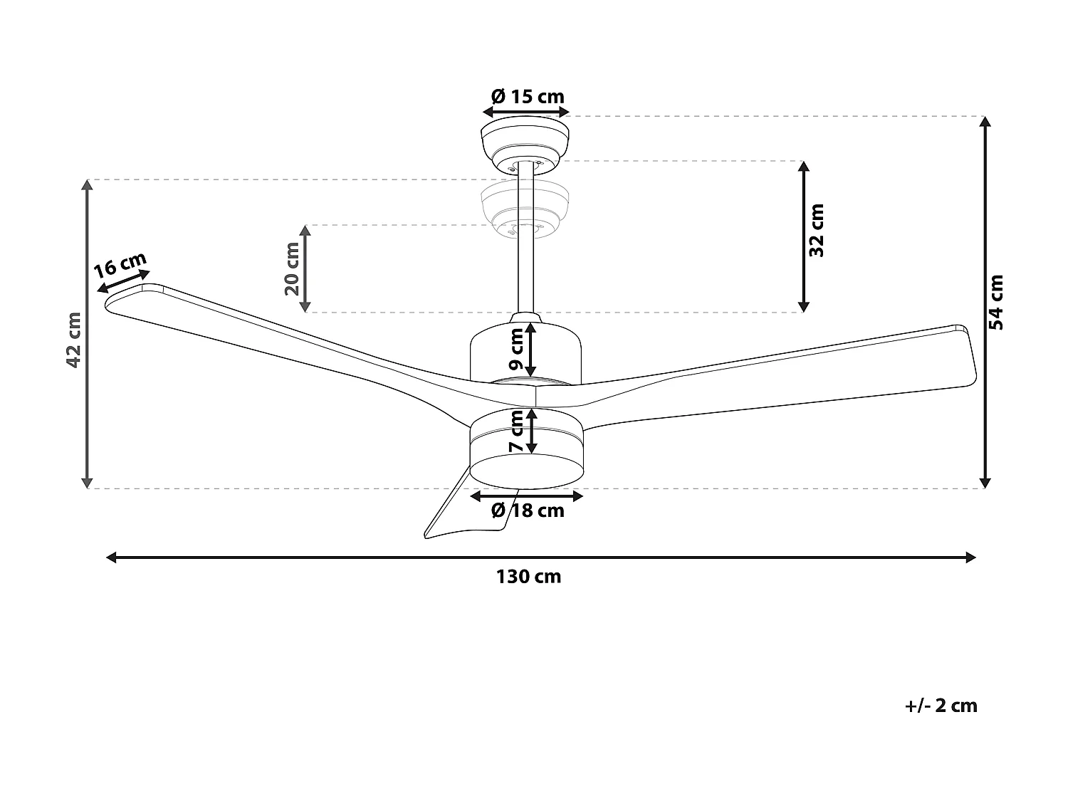 Ventilateur de plafond avec lampe ARUWIMI Avec télécommande Laiton