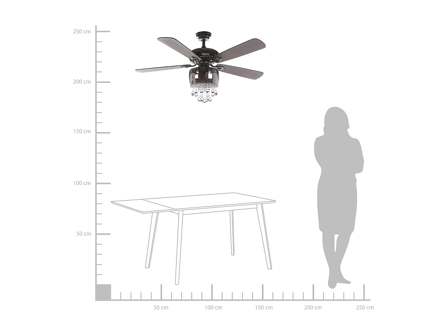 Ventilateur de plafond avec lampe noir et effet bois TOCANTIS