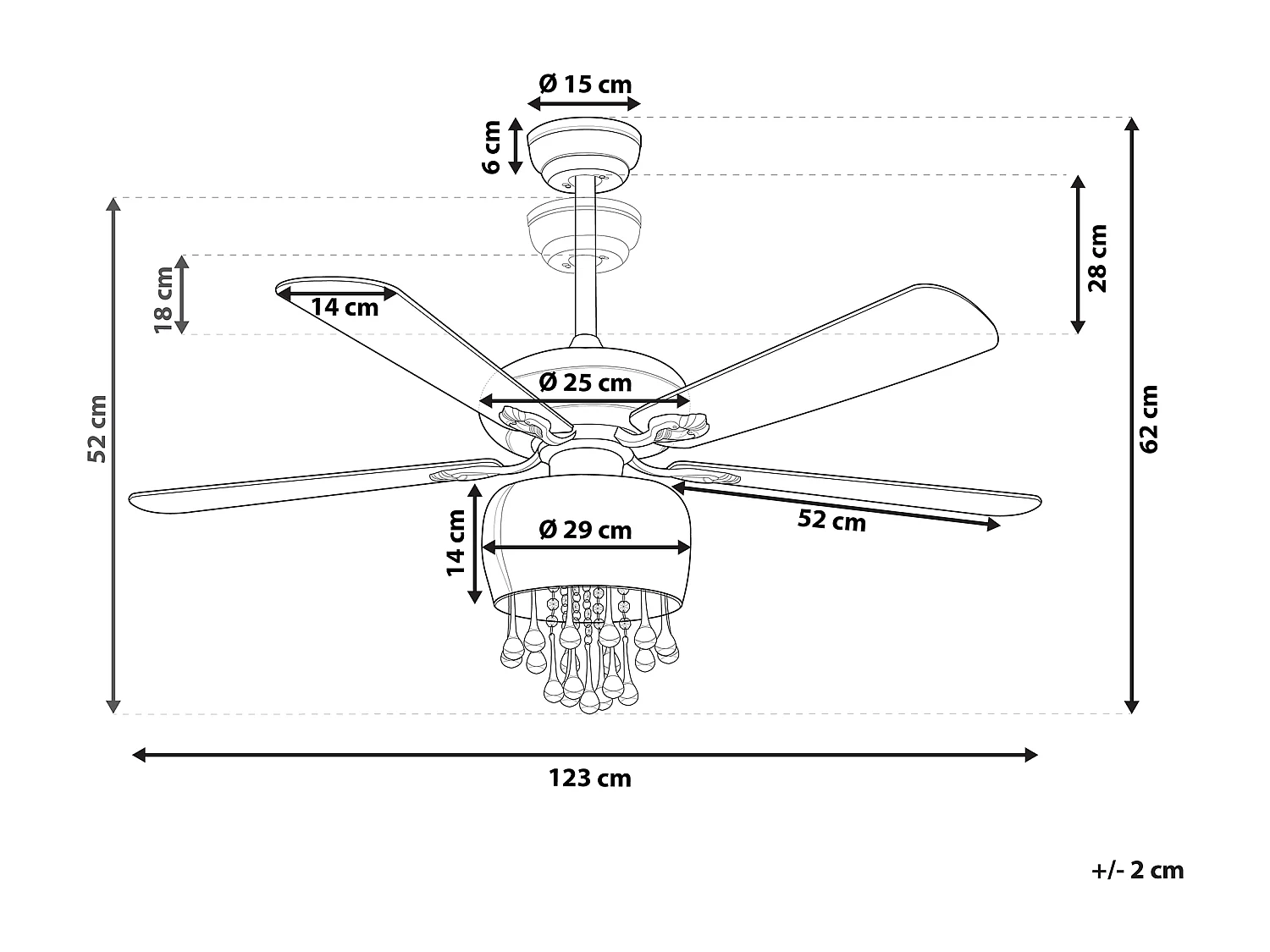 Ventilateur de plafond avec lampe noir et effet bois TOCANTIS