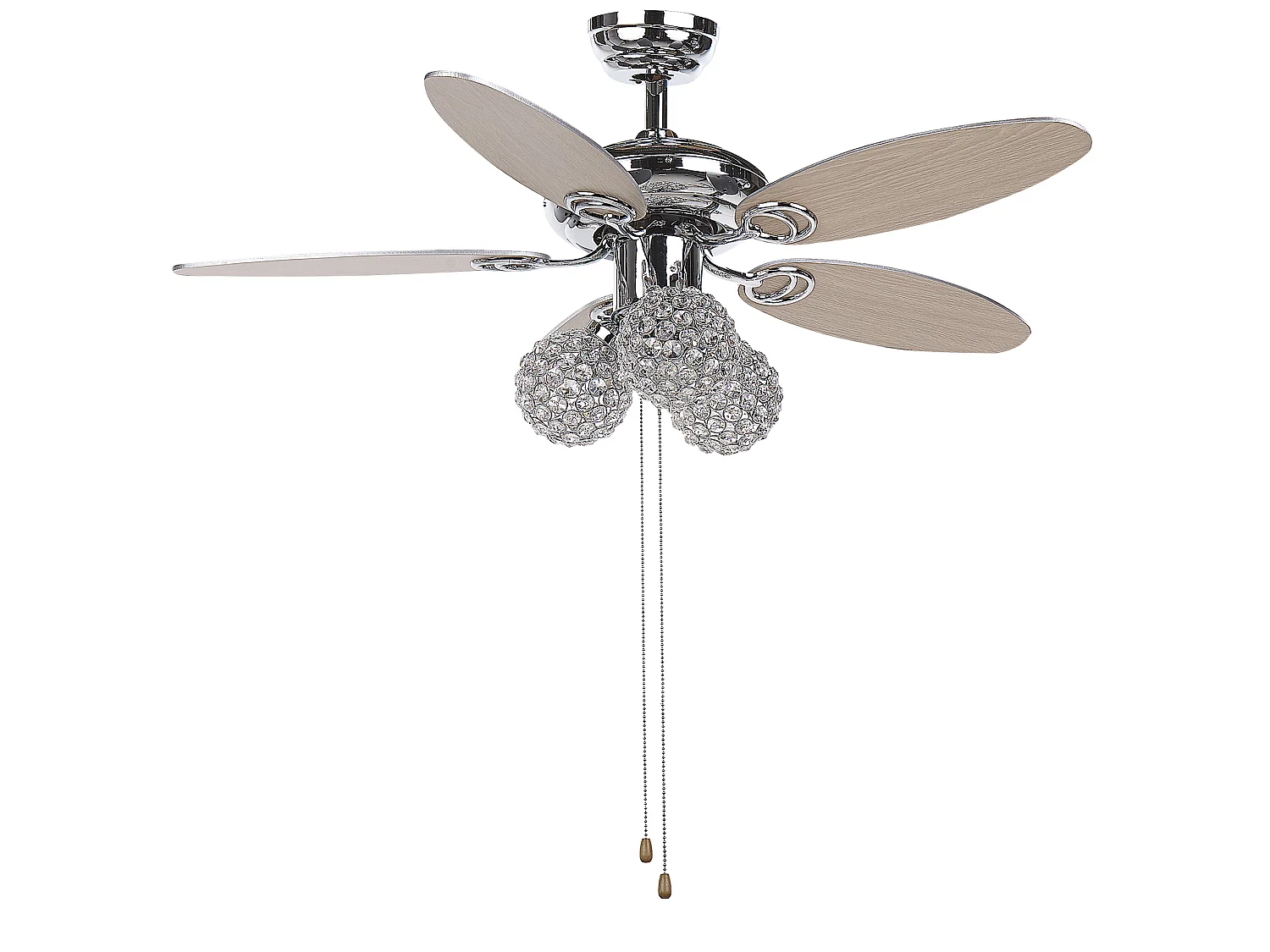 Ventilateur de plafond argenté avec lampe HEILONG