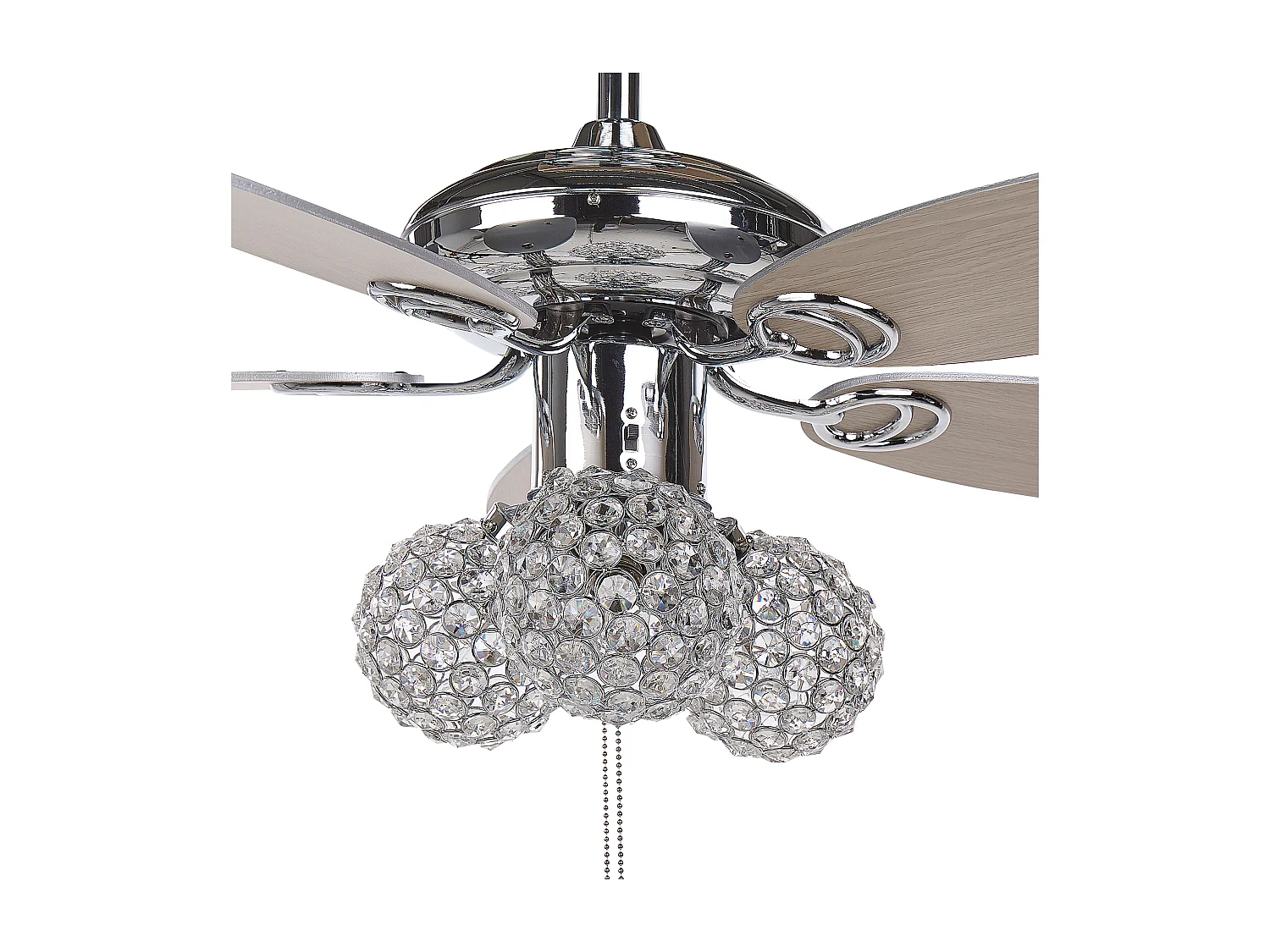 Ventilateur de plafond argenté avec lampe HEILONG