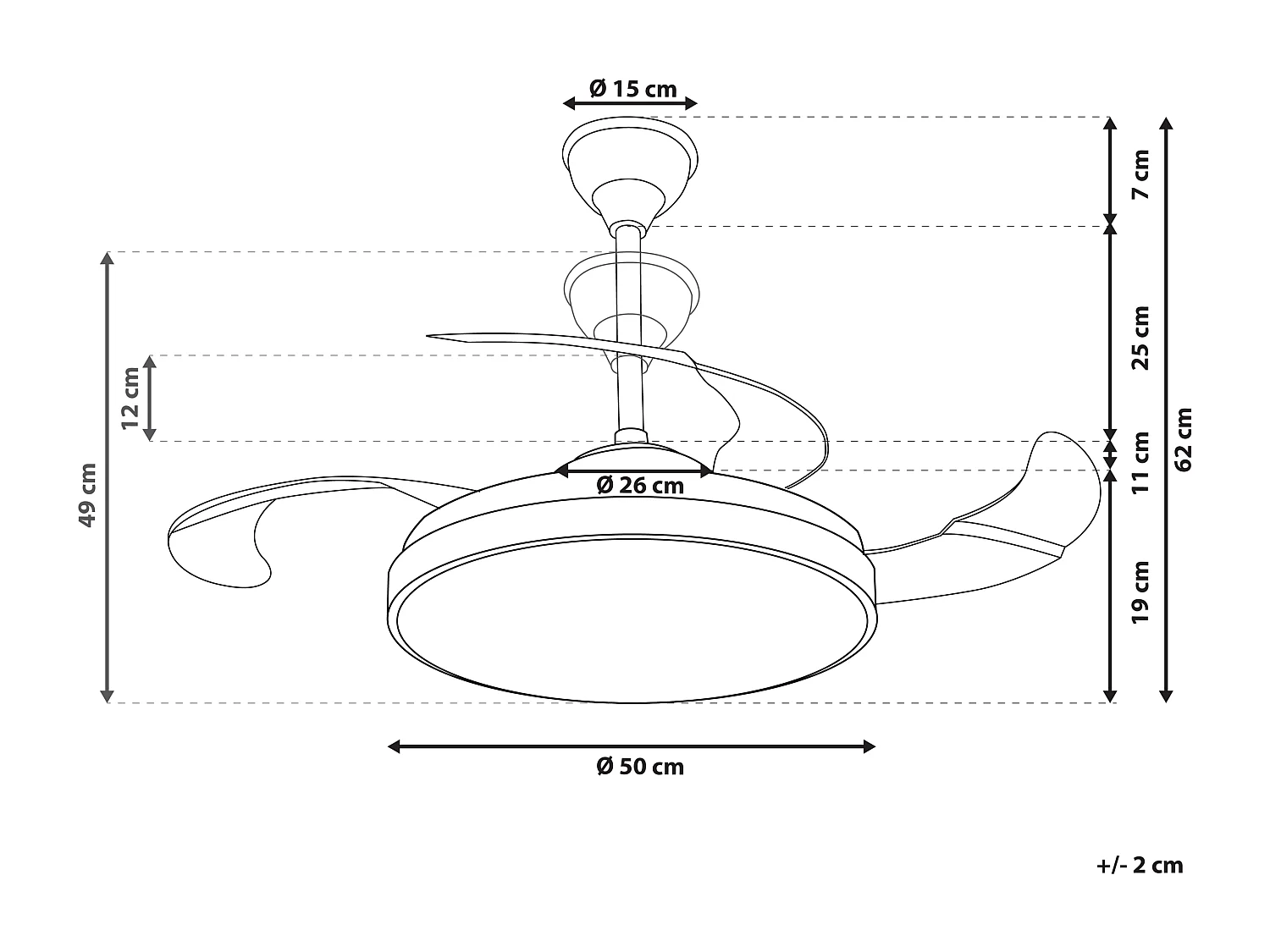 Ventilateur de plafond avec lampe IBAR Avec télécommande Transparent