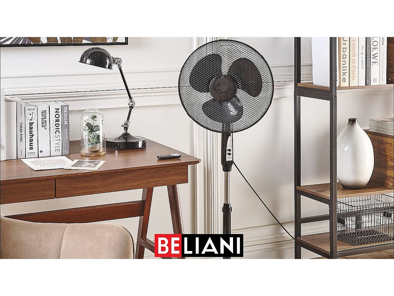 Ventilateur sur pied en métal noir SPAY