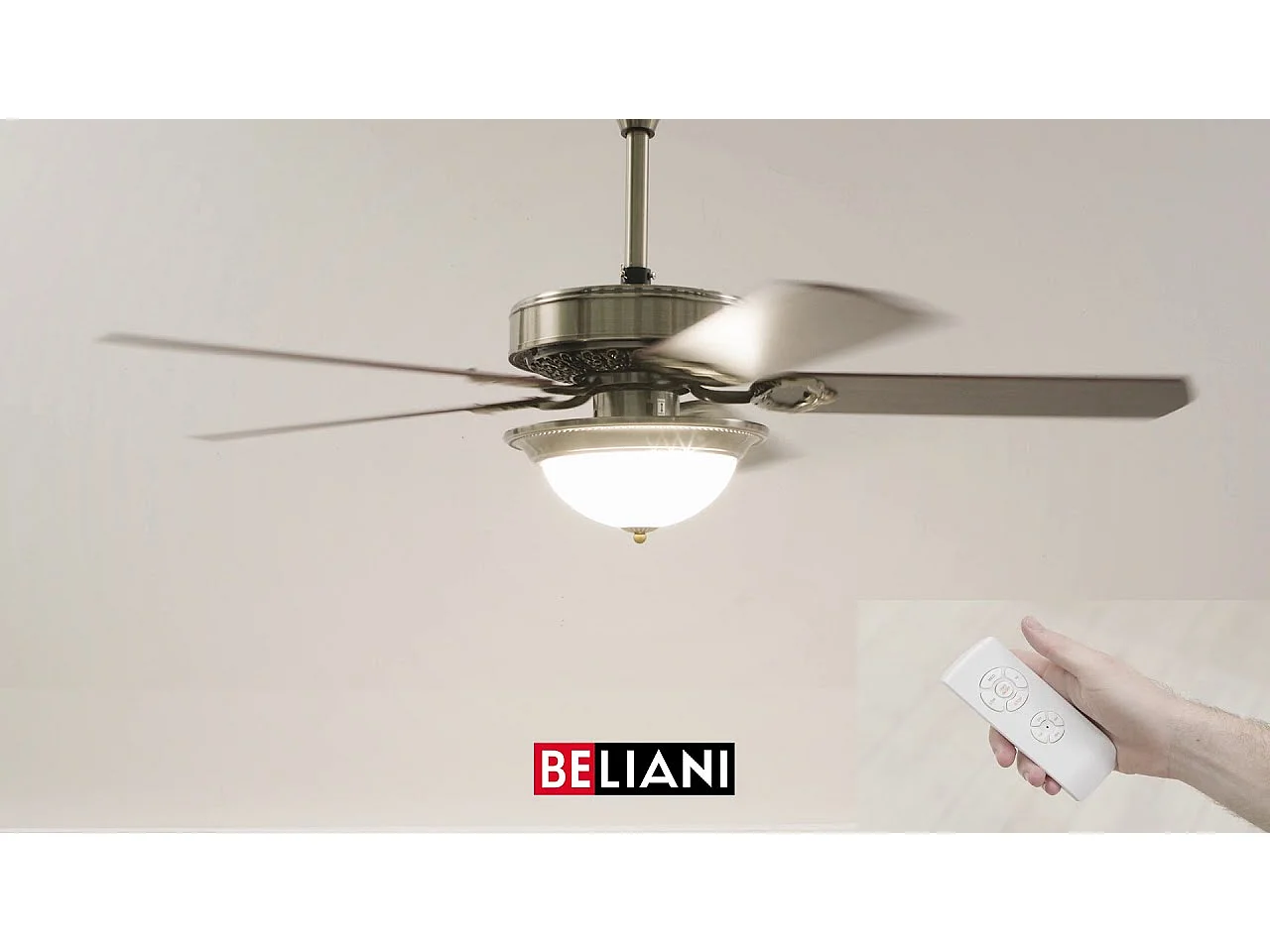 Ventilateur de plafond avec lampe BEGEJ Avec télécommande Marron foncé