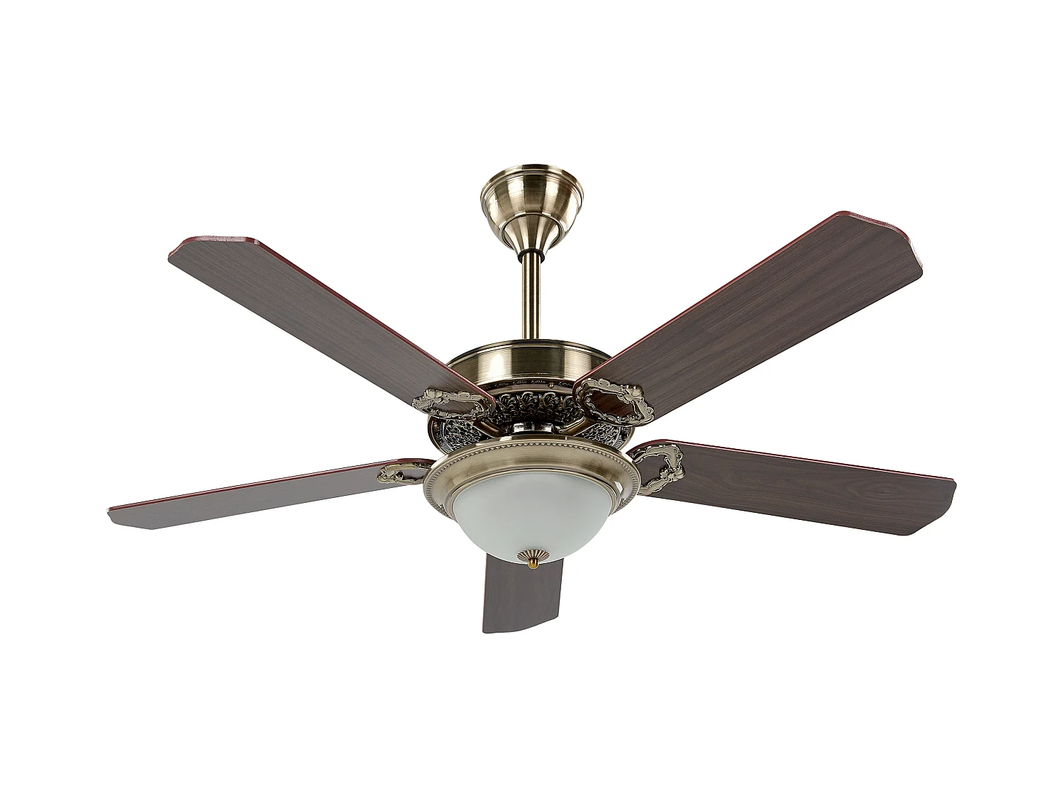 Hochwertiger Deckenventilator mit Licht Metall/MDF-Platte dunkelbraun/gold Begej