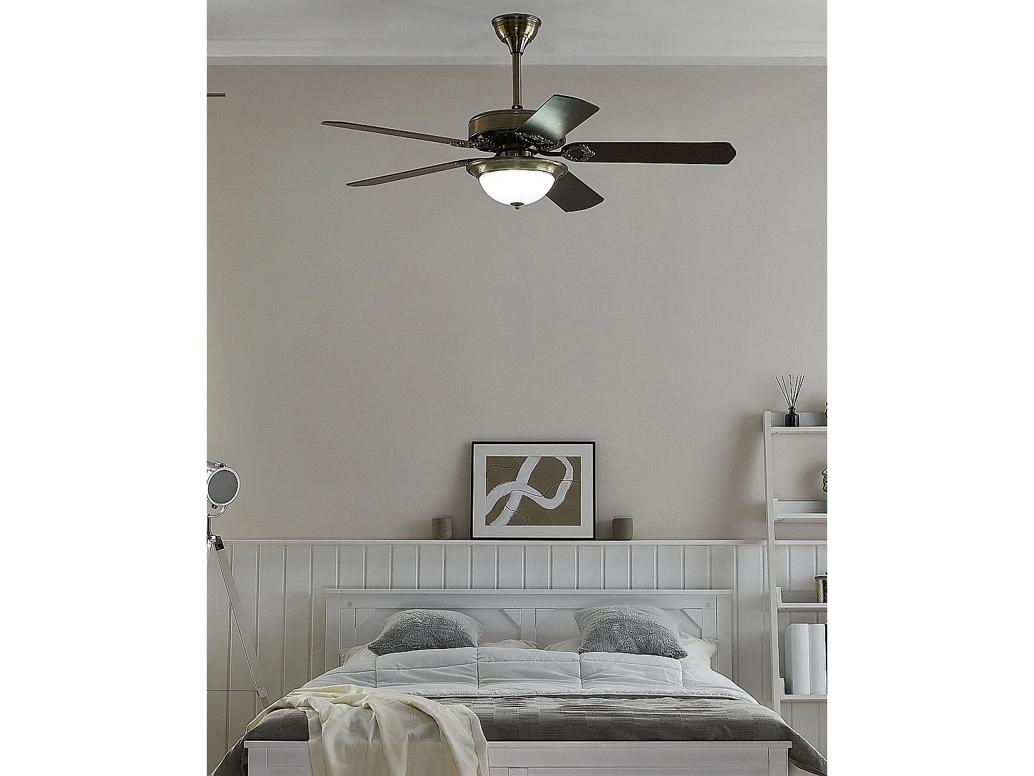 Ventilateur de plafond avec lampe BEGEJ Avec télécommande LED Marron foncé